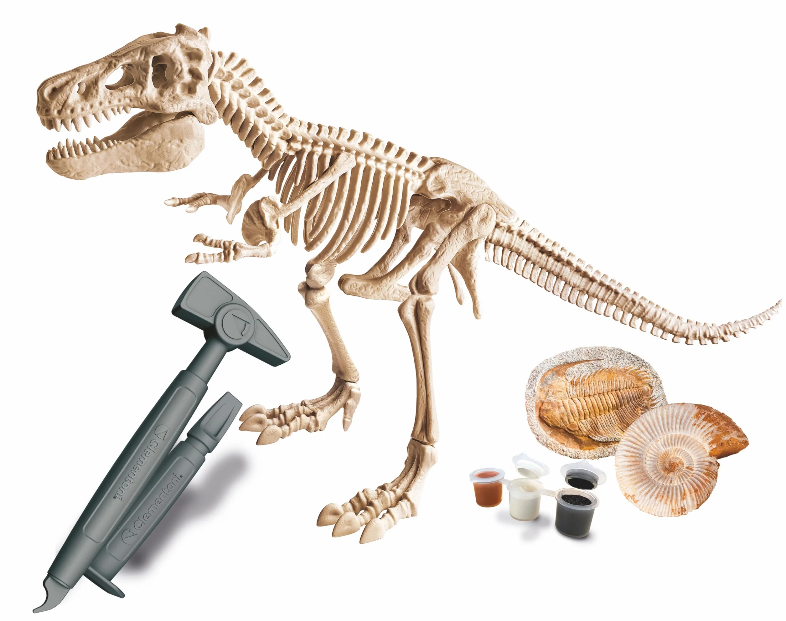 Clementoni Clementoni 59311 zestaw do modelowania Galileo Discovery - zestaw do modelowania T-Rex i Fossil - zestaw naukowców ze szkieletem dinozaura w zestawie młotek, dłuto i masa modelarska dla