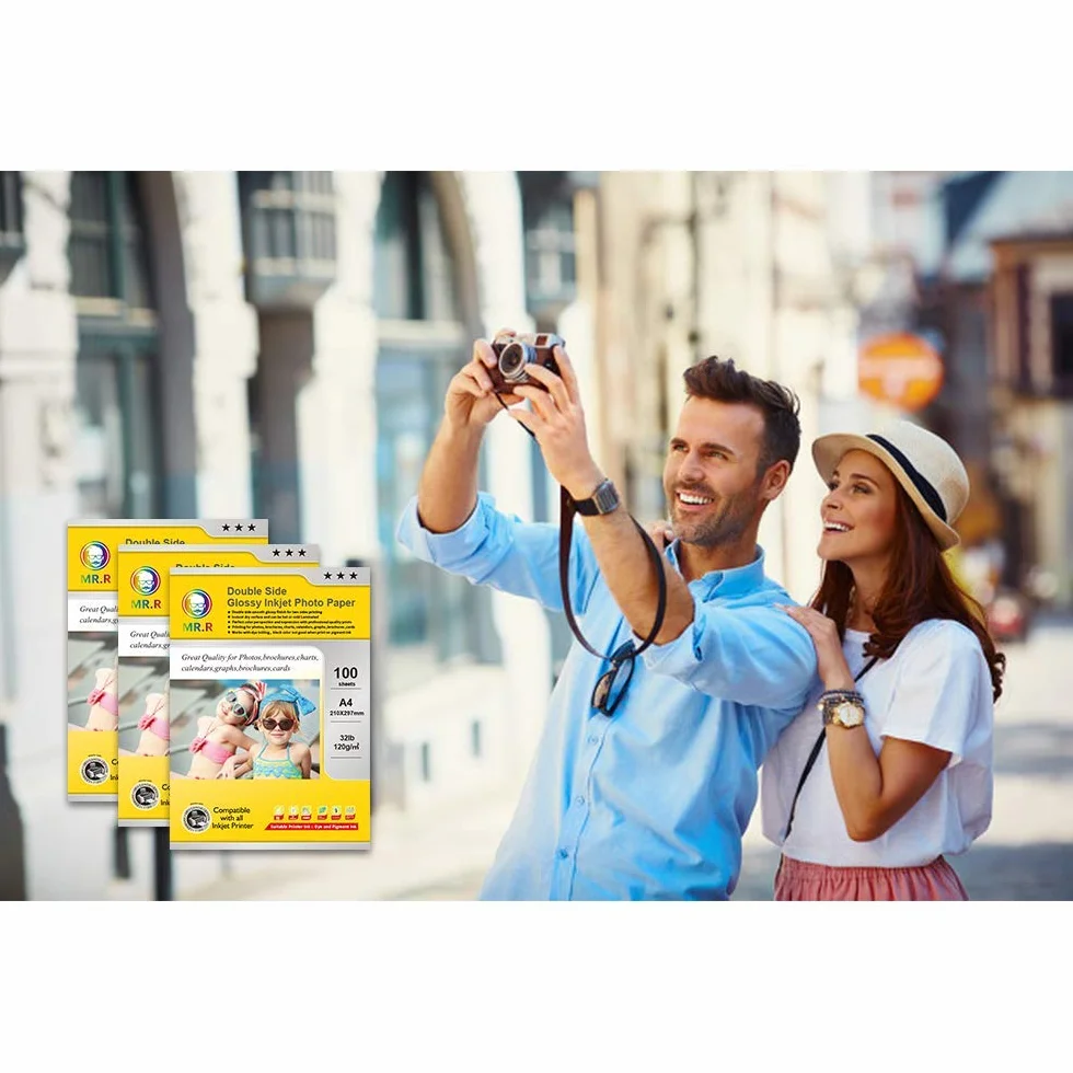 MR.R A4 300 gsm Podwójnie matowy papier fotograficzny Wodoodporny Jasny biały 100 arkuszy