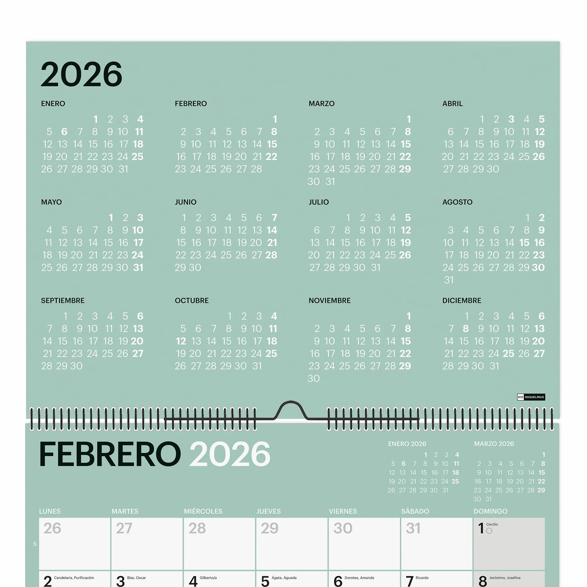Miquelrius Kalendarz ścienny 2026 Chromat A3 420 x 296 mm planer 12 miesięcy hiszpański