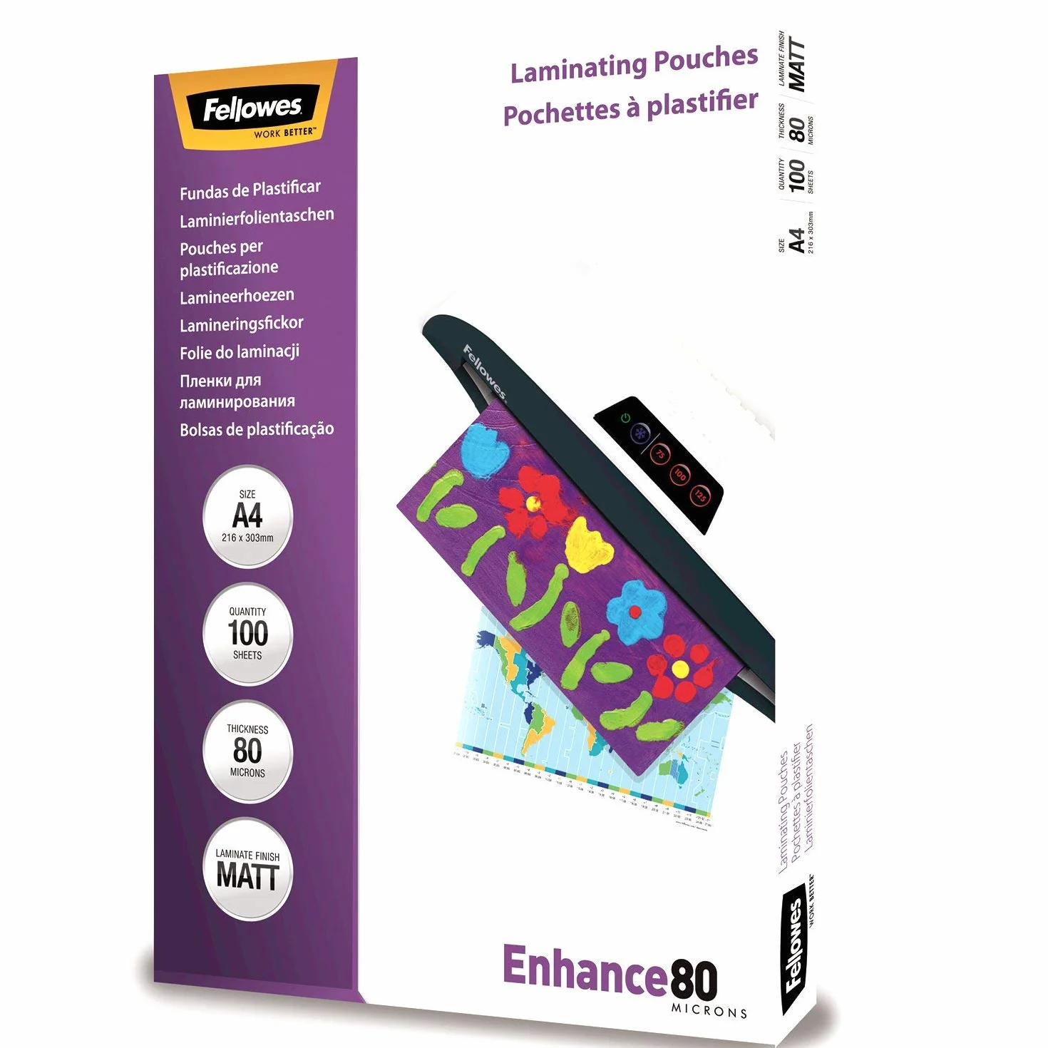 Fellowes 5452103 Folia do Laminowania, Przezroczysty, A4/80 µm