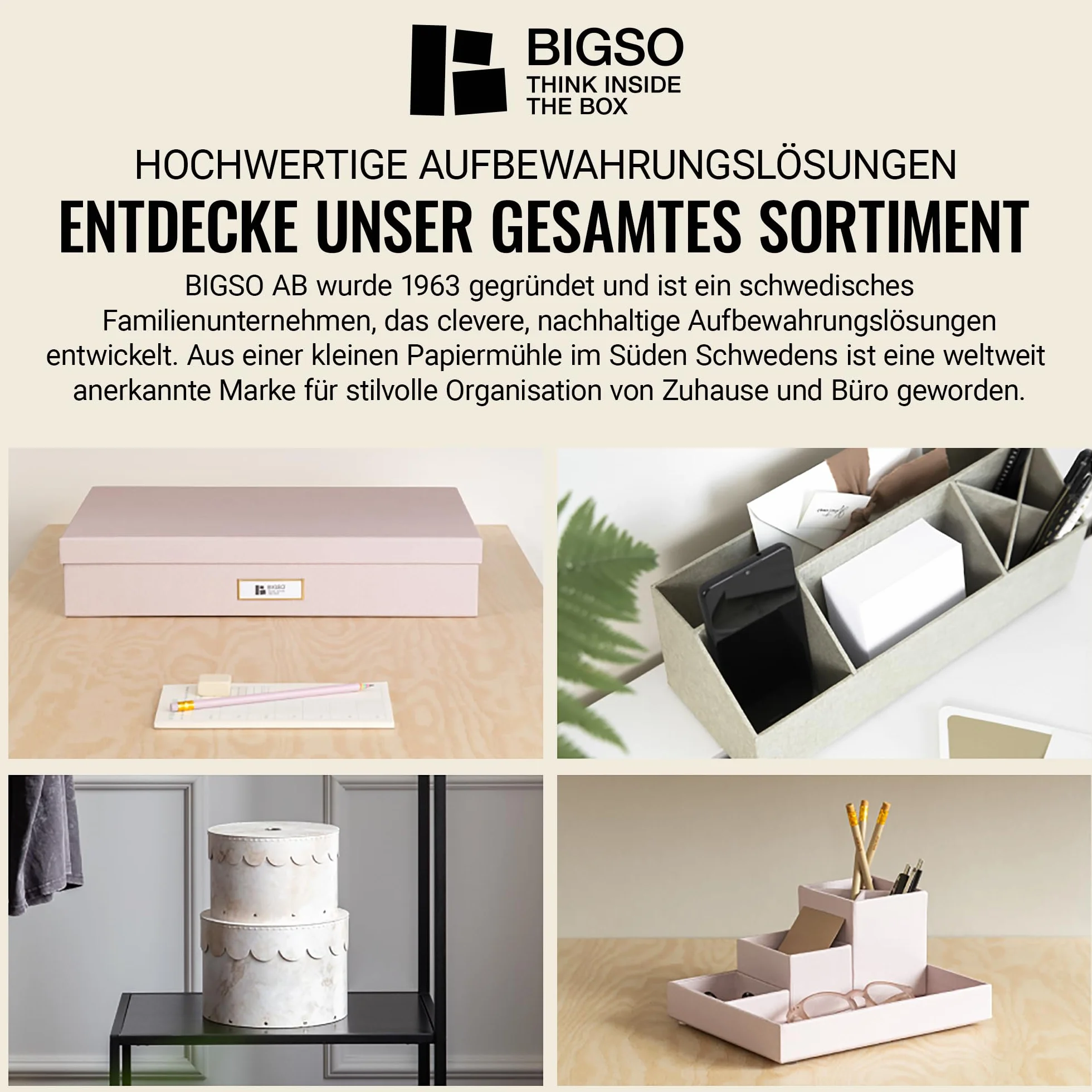 BIGSO BOX OF SWEDEN OSKAR Pudełko na dokumenty A4 płyta pilśniowa papier lniany beżowe