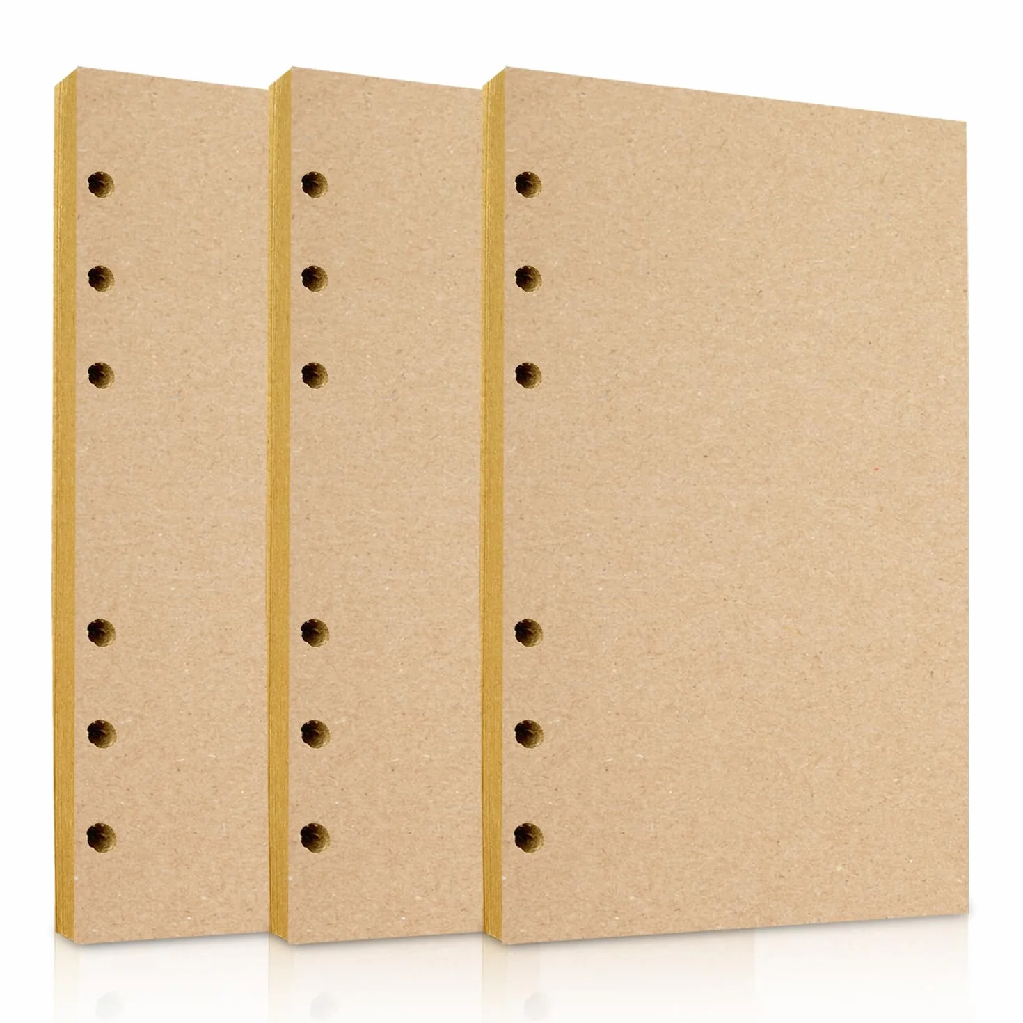 Papier uzupełniający A5 w linie, 3 sztuki, 6 otworów, wkłady do segregatora, 135 arkuszy, 270 stron, do ponownego napełnienia, do notatnika, planera, pamiętnika, organizera (brązowy, A5 pusty)