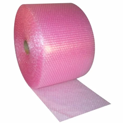Antystatyczna różowa folia bąbelkowa 750 mm x 25 m rolka ochronna