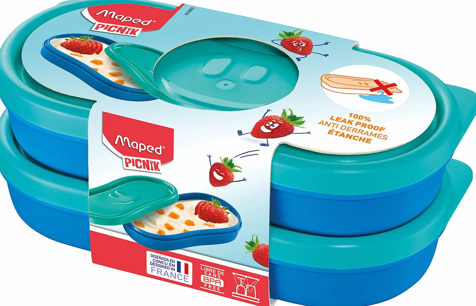 Maped 870903 Concept Kids pudełko na przekąski dla dzieci, 2 x 150 ml, niebieskie, 2 x 150 ml