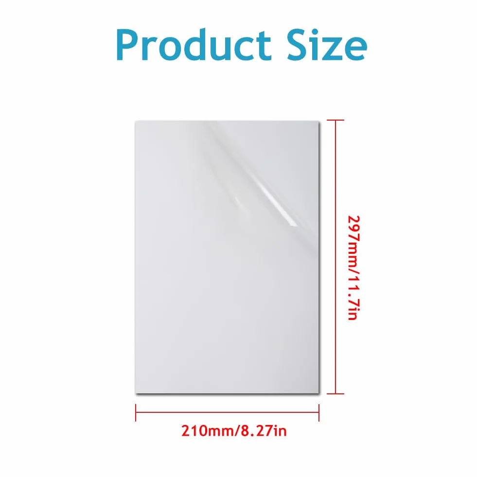 Samoprzylepny papier winylowy, do drukowania, papier, folia winylowa, kompatybilna z większością modeli drukarek atramentowych, 20 sztuk (210 mm x 297 mm)