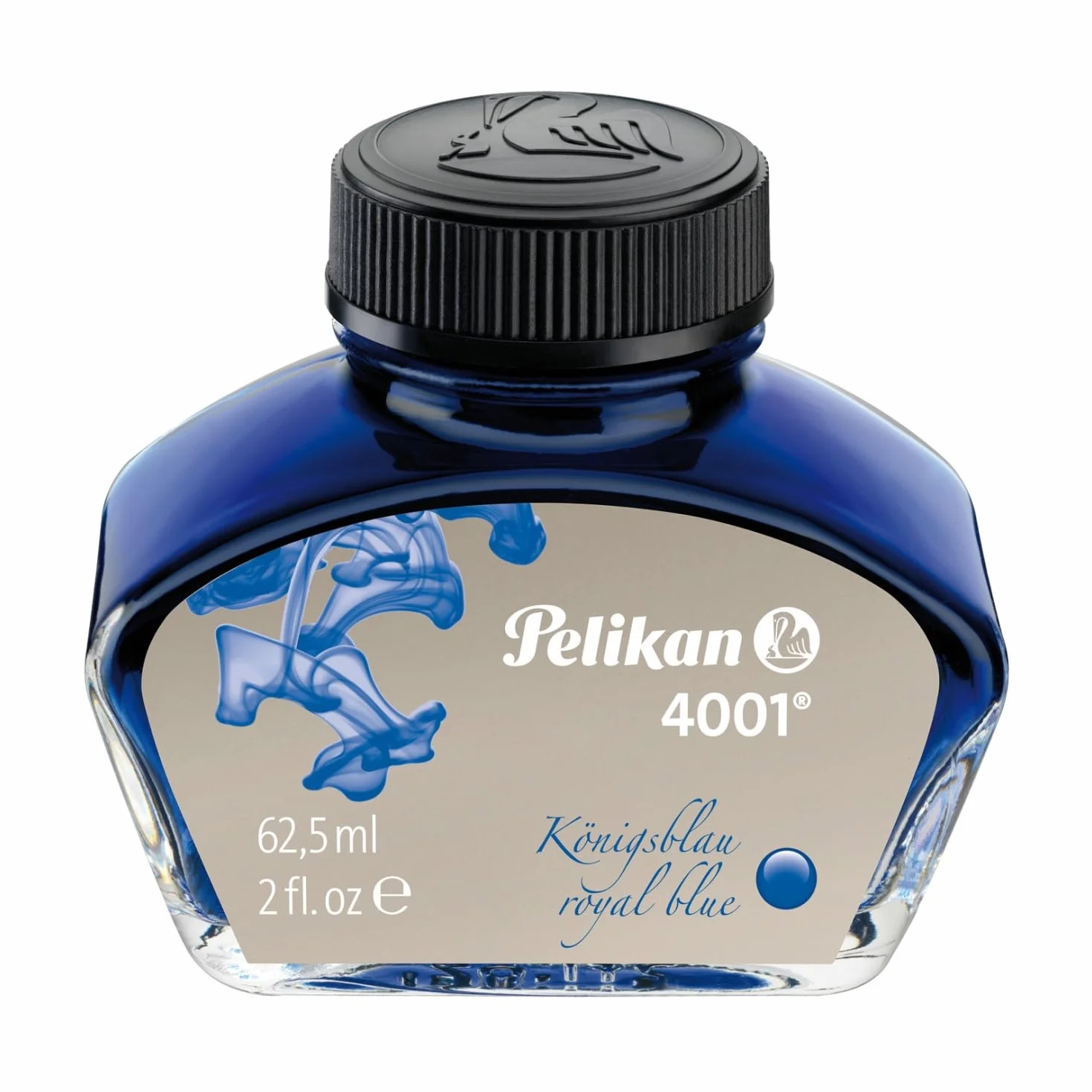 Pelikan Atrament do piór wiecznych Butelkowy 4001 62,5ml Tusz Kałamarz | Zmywalny Spiralny Intensywny kolor | Kaligrafia Pisanie ręczne Do szkoły Pracy Biura | Niebieski