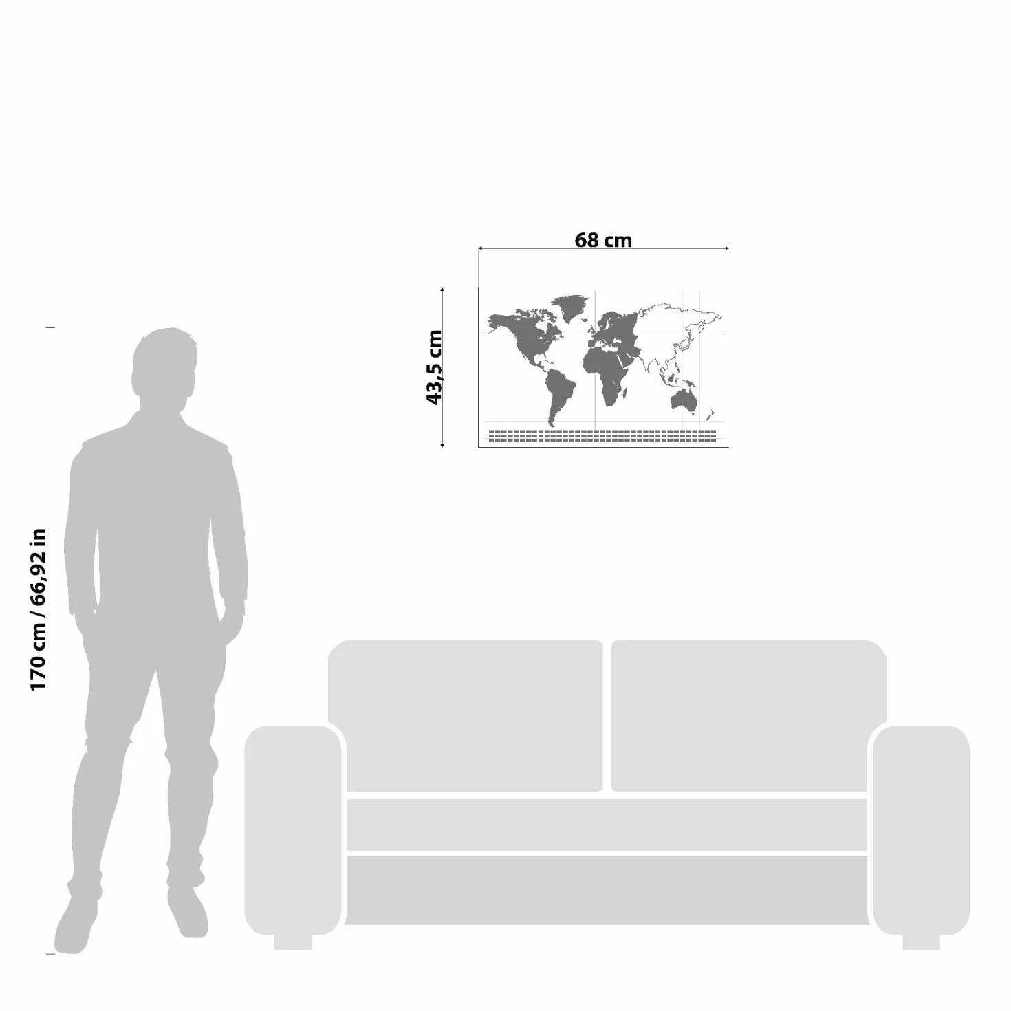 Giallobus Mapa świata do zdrapywania 68L x 43,5 cm srebrna