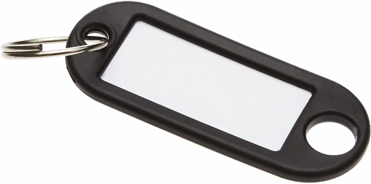 Wedo 262101801 breloczek do kluczy z tworzywa sztucznego (z pierścieniem, wymienne etykiety), 10 sztuk, czarny