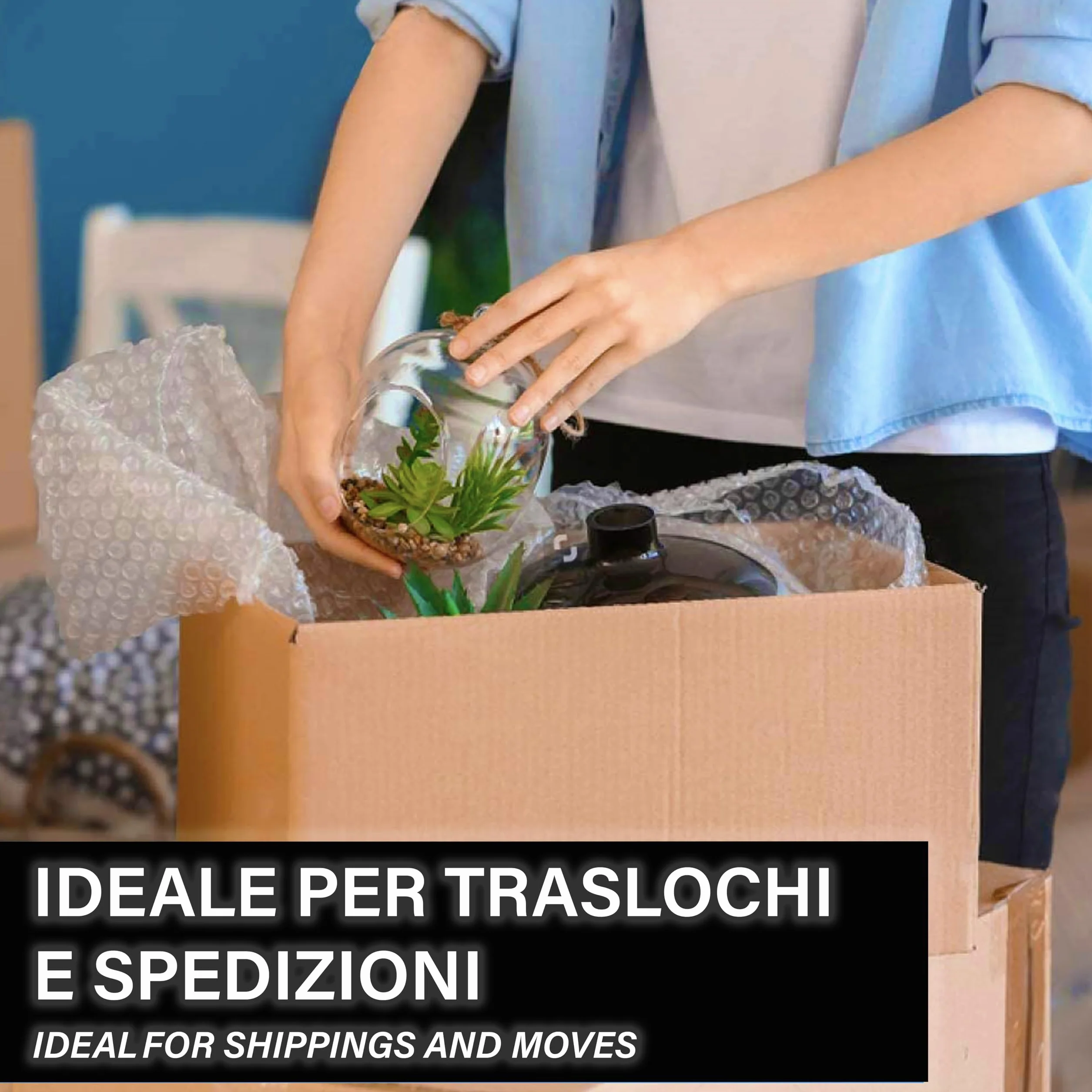 IPEA Folia bąbelkowa do pakowania i wysyłki, rolka 20 m x 30 cm - Made in Italy - bąbelki powietrza do ochrony, wypełnienia, pakowania przedmiotów, transportu - odporna na rozdarcia - 55 g/m²
