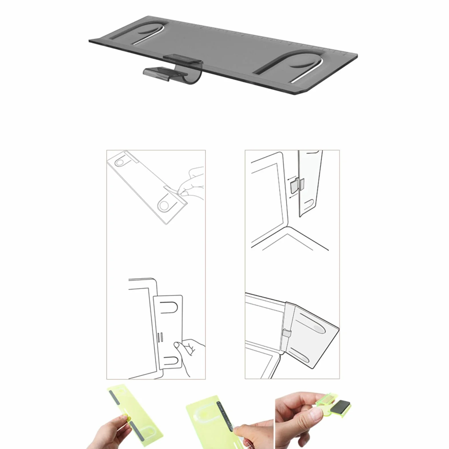 Uchwyt na papier do monitora, klips do przechowywania dokumentów laptopa, samoprzylepne klipsy do notatek, wygodne mocowanie tablic informacyjnych, klips na panel boczny do dokumentów A4, notatki