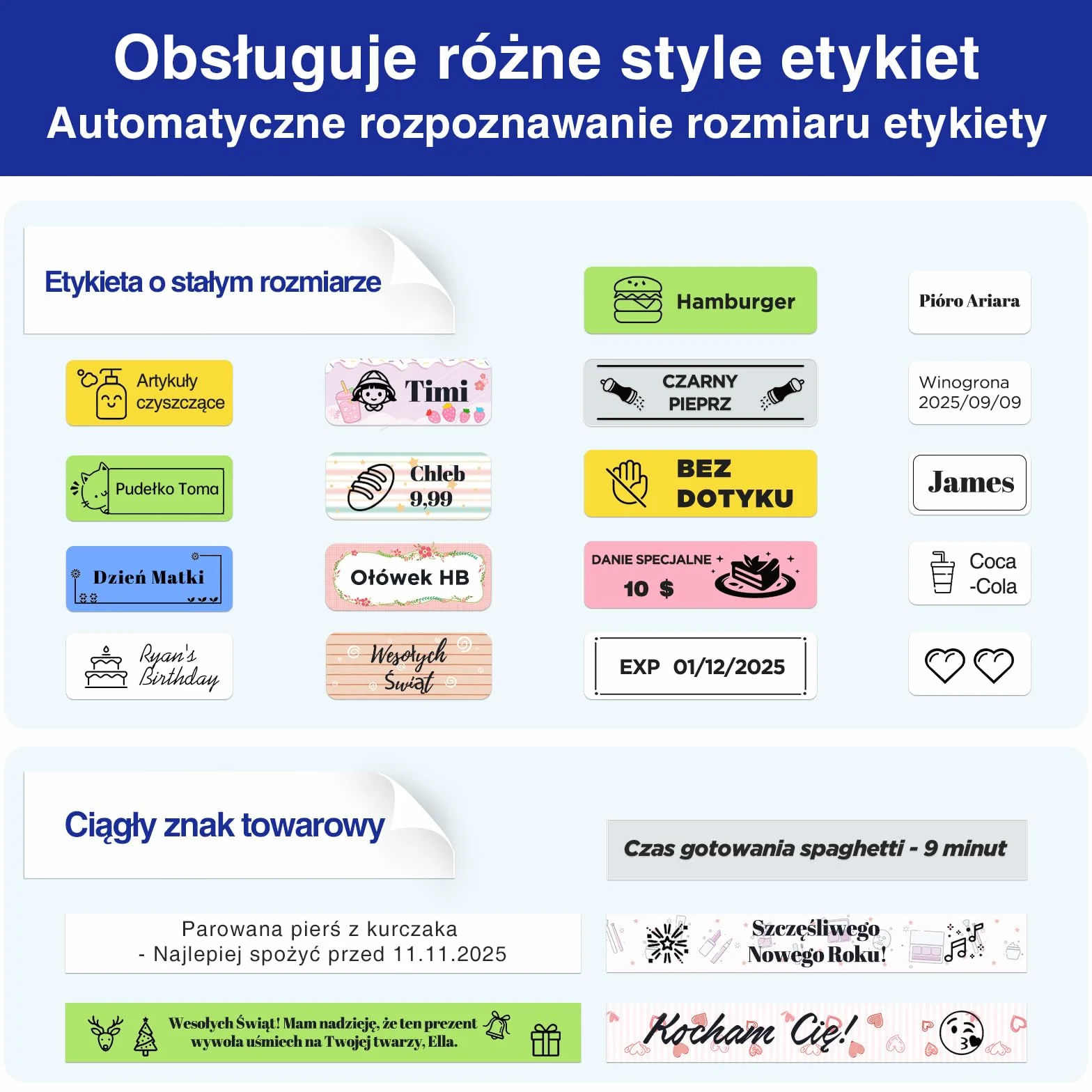 SUPVAN E11 Drukarka Etykiet Bluetooth Przenośna Akumulatorowa Kompatybilna z Aplikacją