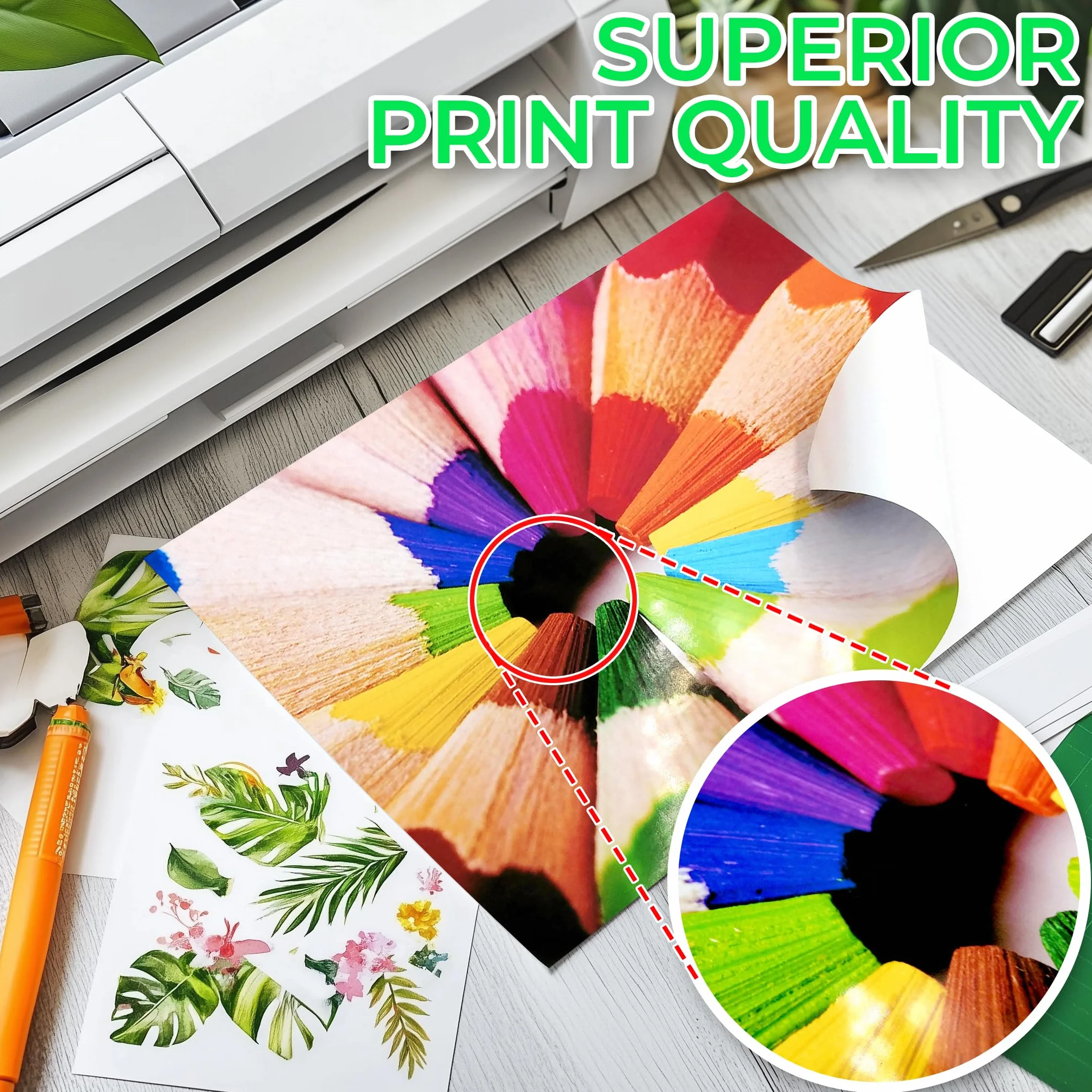 Evergreen Goods Papier do Naklejek Fotograficznych A4 20 Arkuszy Biały Błyszczący Odporny na Zachlapanie Atramentowy Laserowy