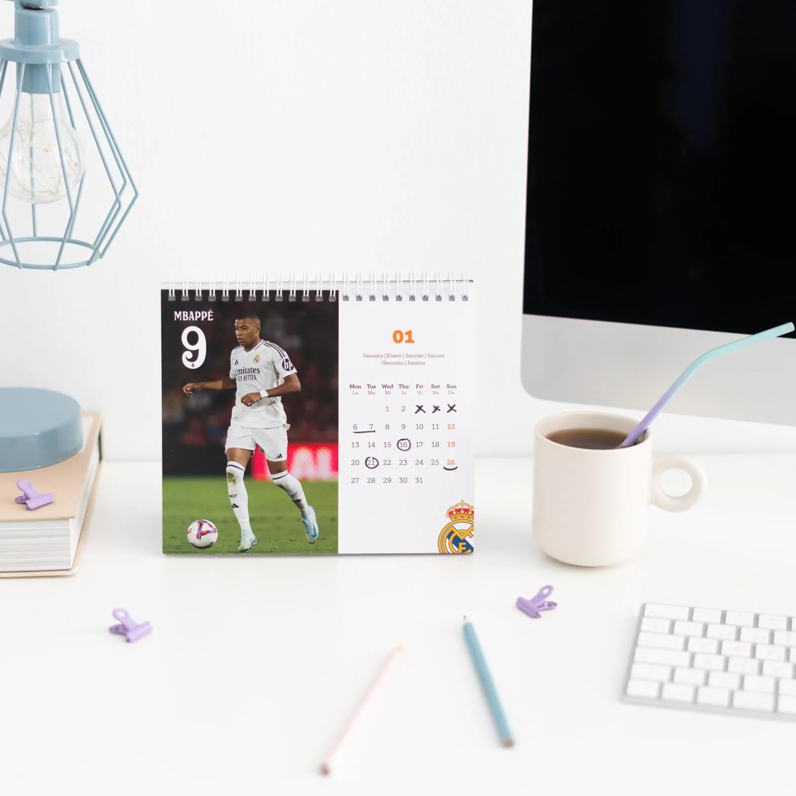 Grupo Erik Desk Calendar 2025 - Real Madrid | 8 x 7 inches - 20 x 17 cm | 12 Month Desk Planner, Desktop Calendar 2025 | Real Madrid Calendar 2025, Real Madrid 2024-2025