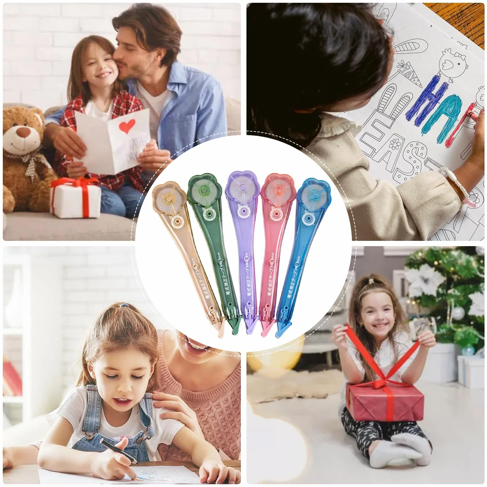 Correction Tape Pen - 5 Pieces Flower Shape | Quick-Drying Stationery, School Supplies for Students, Teachers, Writers, Journalists, Accountants, Homework, Journaling, Crafting