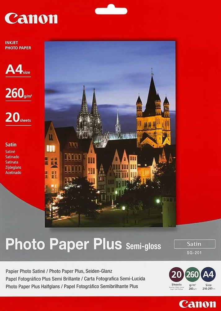 Canon Papier fotograficzny SG-201 Plus jedwabisty połysk DIN A4 20 arkuszy 260 g/m2