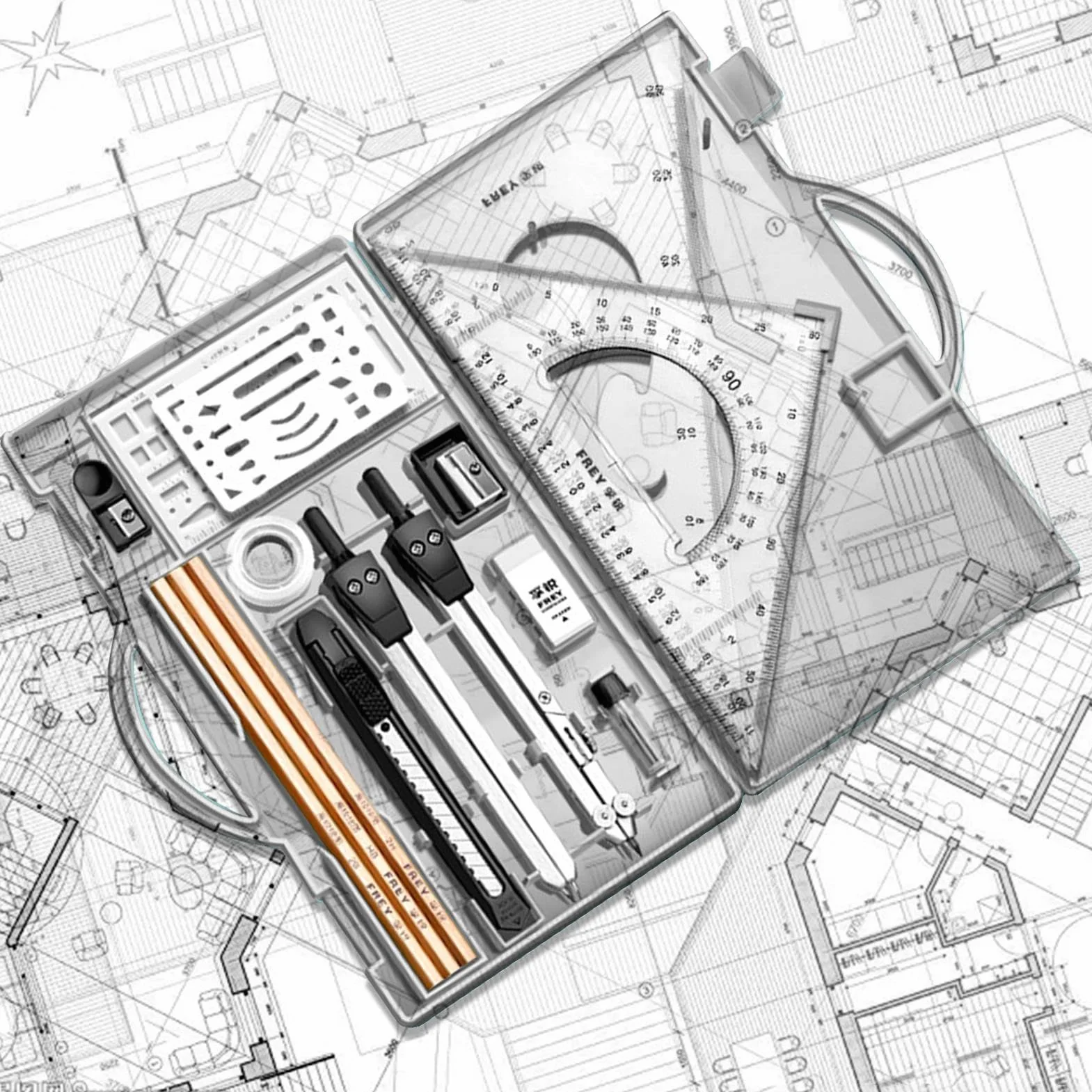 Professional Geometry Set, zestaw kompasu, narzędzia rysunkowe z pudełkiem do przechowywania