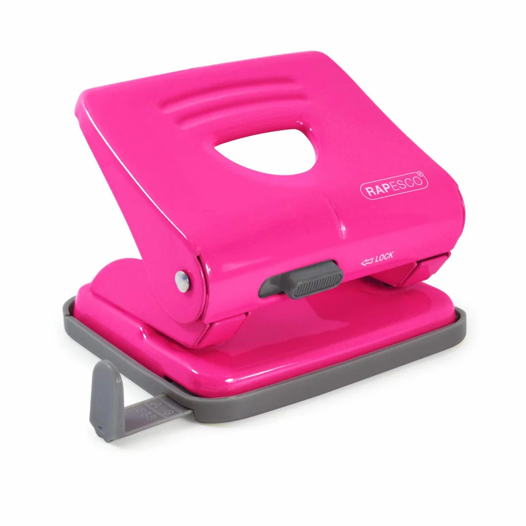 Rapesco 1360 825 dziurkacz metalowy 2-otworowy 25 arkuszy różowy Hot Pink