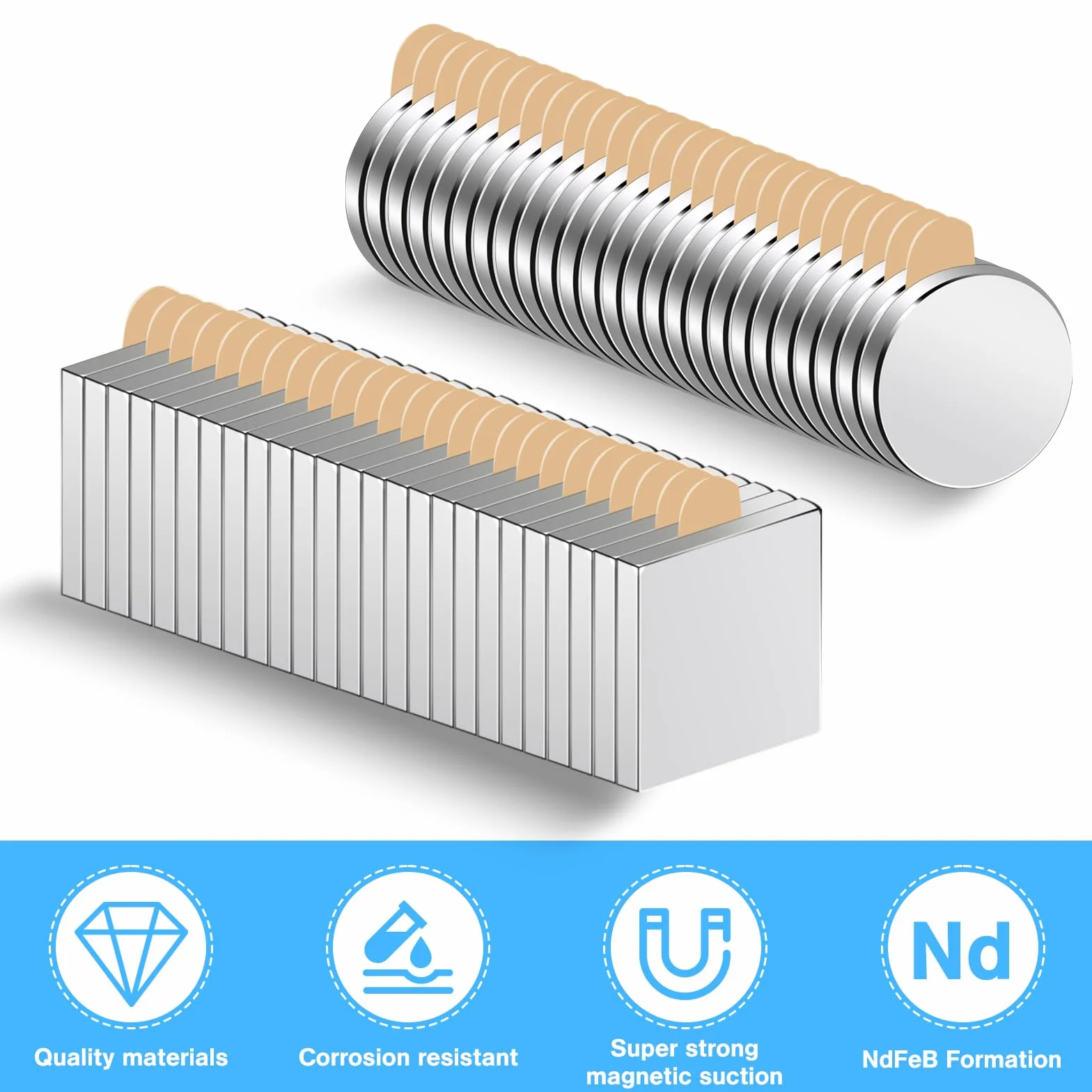 opakowanie 50 sztuk magnesów samoprzylepnych 10 x 1 mm Magnesy okrągłe i kwadratowe Samoprzylepny mocny magnes neodymowy Mocne mini magnesy samoprzylepne Płaskie magnesy samoprzylepne do tabl