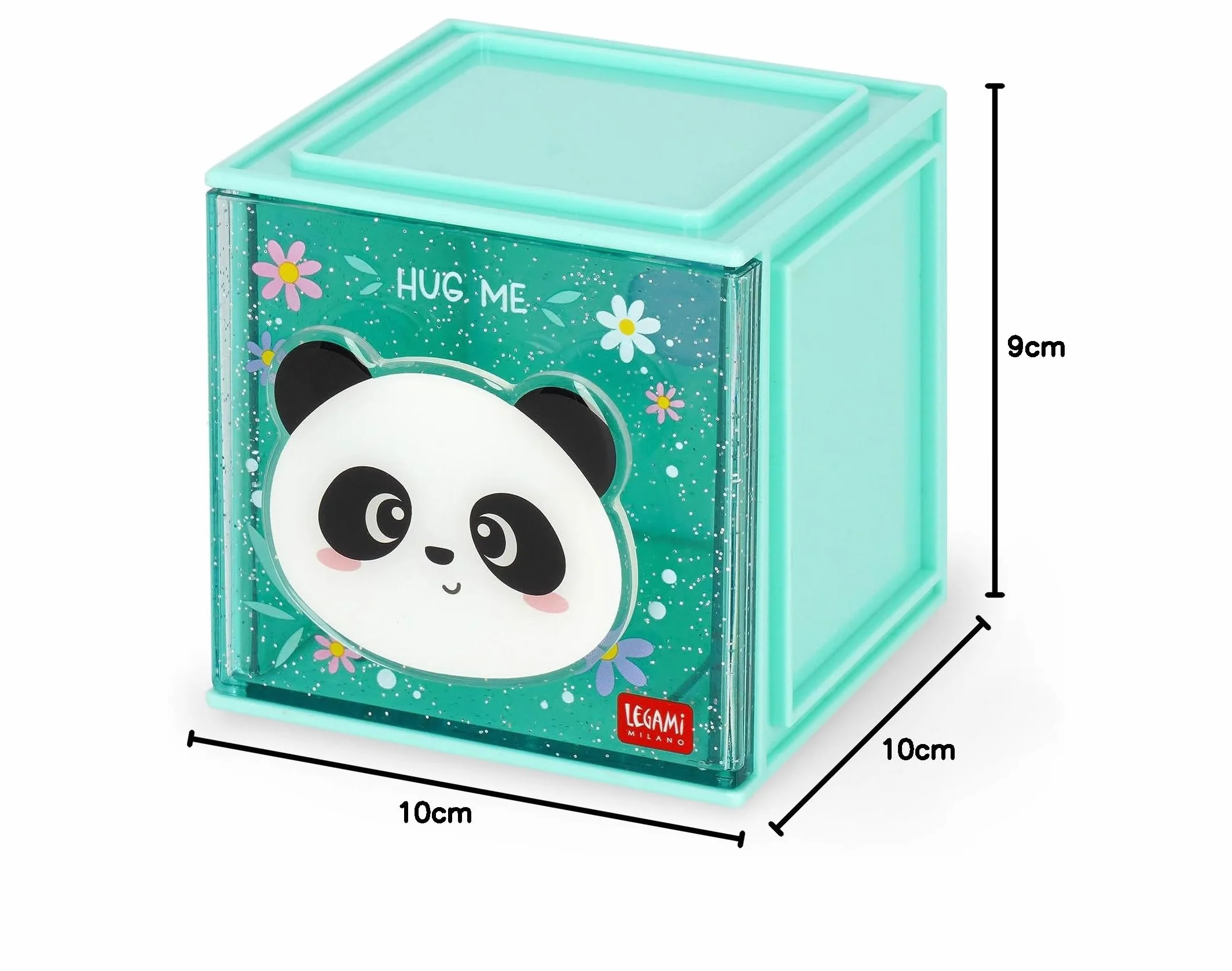 Legami - Cutie Cubes Modułowe pudełko na biurko, panda, organizer na biurko, do przechowywania, łącznie z arkuszem z naklejkami, możliwość układania w stos, wielofunkcyjny, ABS, 90 x 90 x 100 cm