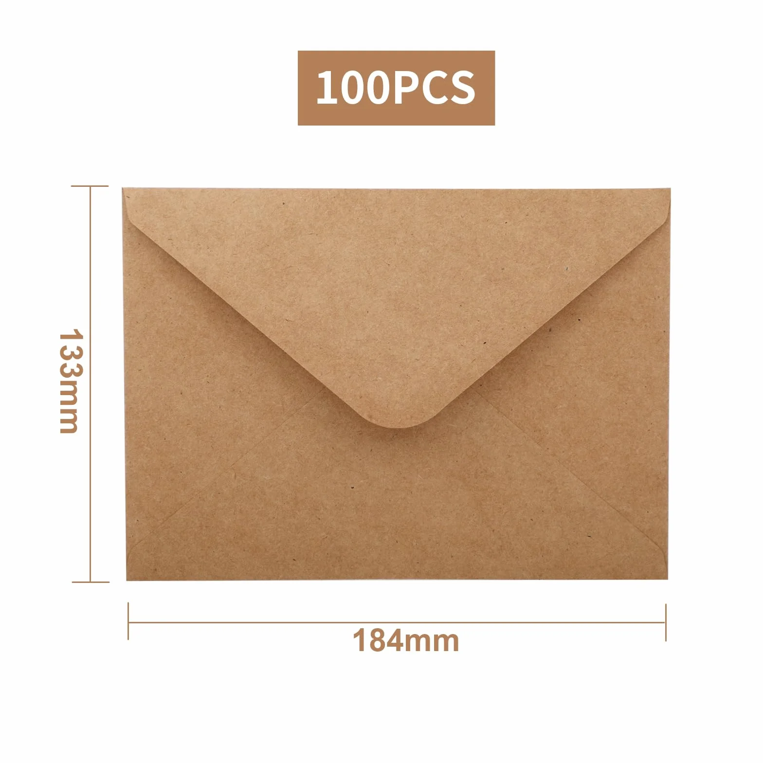 100 sztuk Kopert z papieru Kraft 13x18 - Koperty B6, brązowy papier kraft 120g/m², z klejeniem na mokro, idealne na listy, kartki okolicznościowe, zaproszenia, kartki urodzinowe itp.