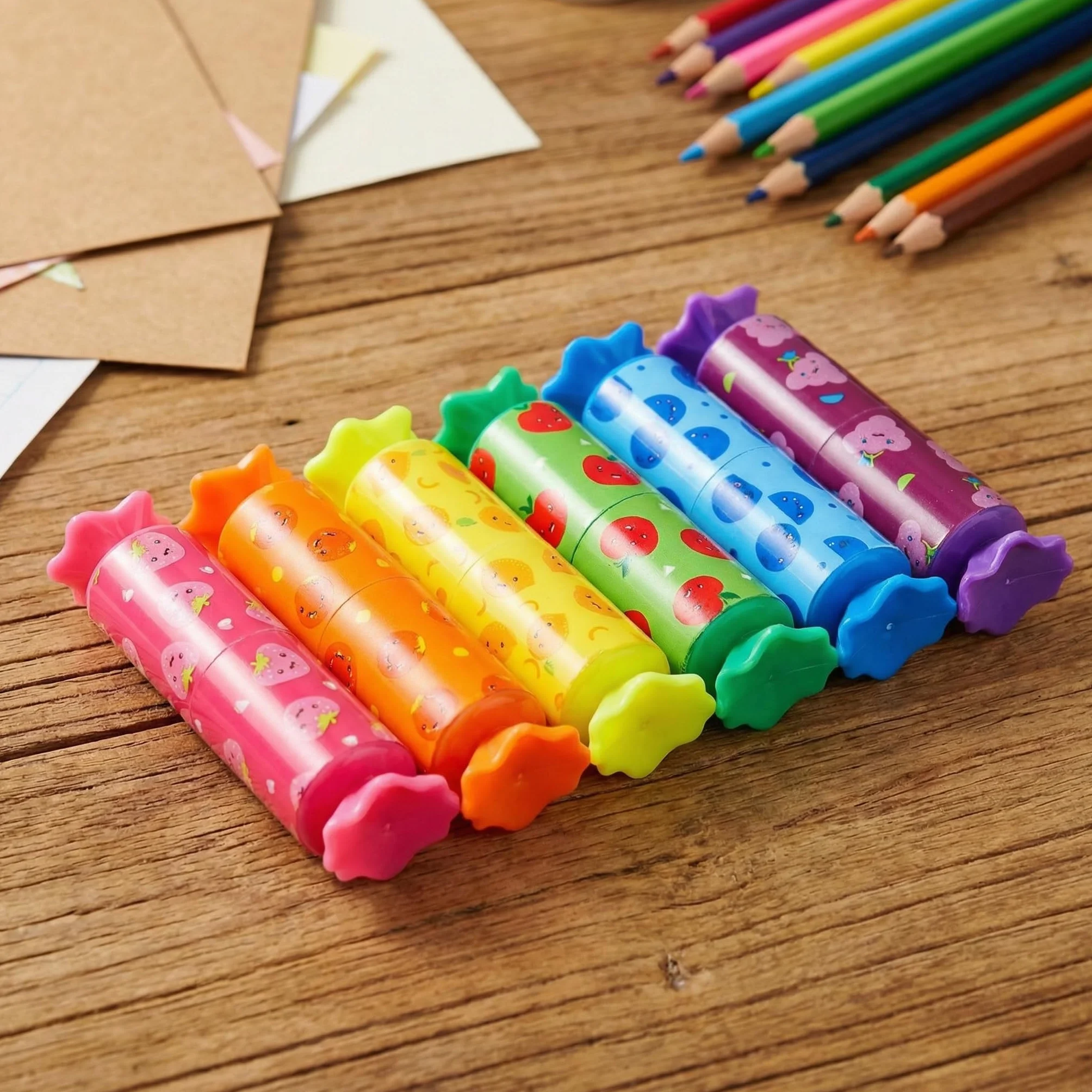 Mini markery tekstowe, 18 sztuk, dla dzieci, uczniów, śmieszne pisaki do przyborów piśmienniczych, słodkich kawaii, na prezenty, imprezę, urodziny, do szkoły, jako upominek