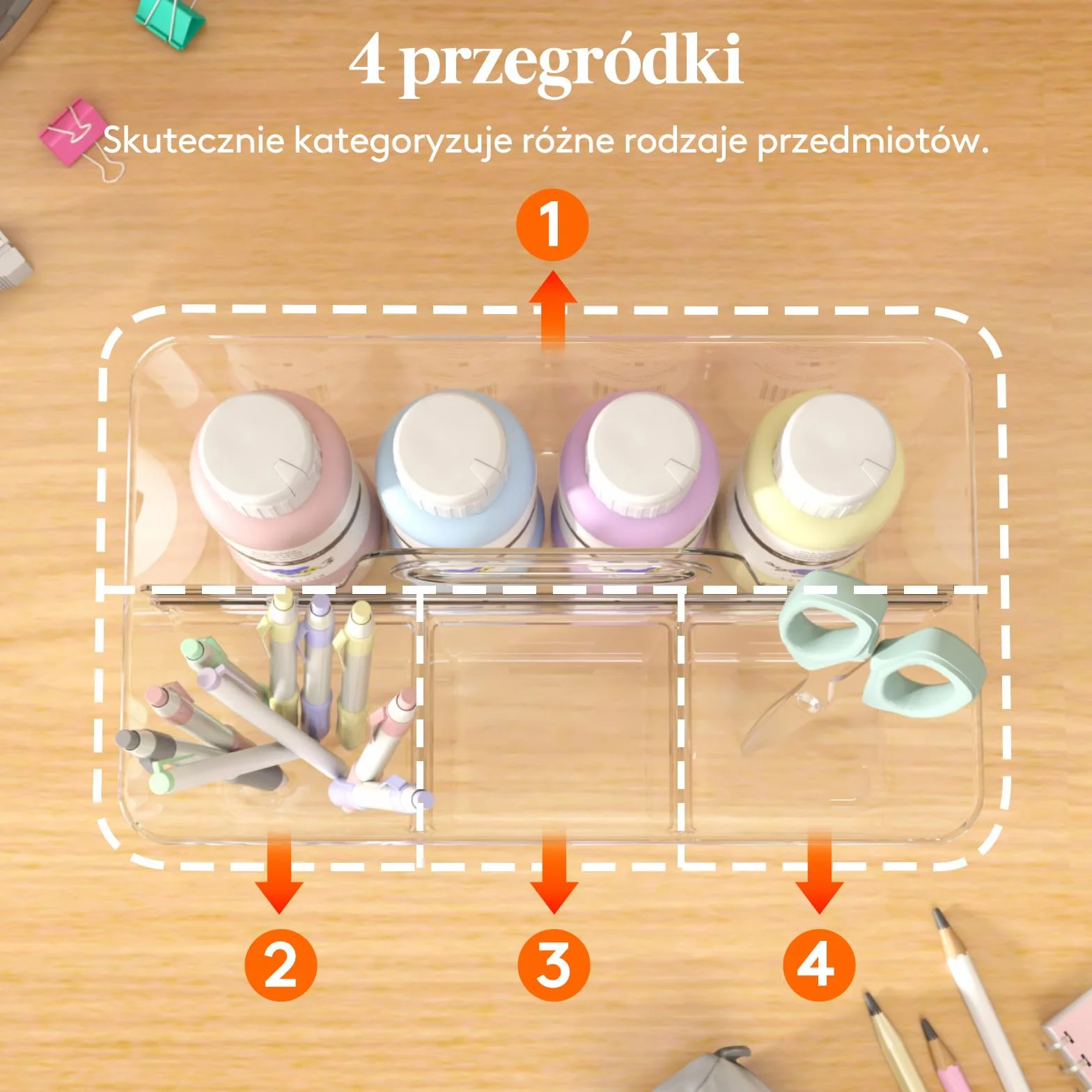 Lifewit Plastikowy organizer podzielony z uchwytem na artykuły rzemieślnicze, kosmetyki, Przezroczysty