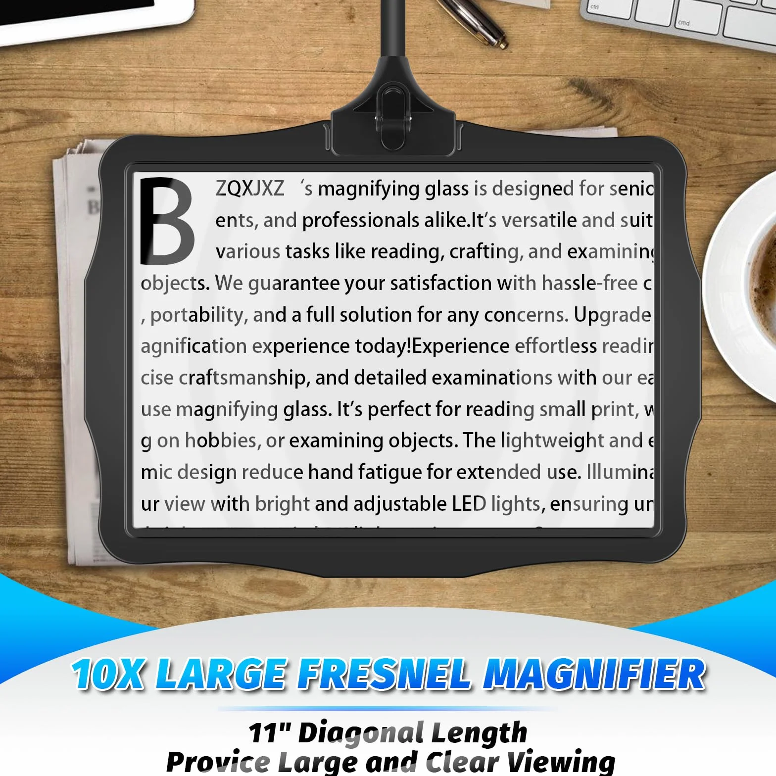 Lupa ze światłem LED 50 diod, elastyczna lampa biurkowa z powiększeniem, 28 cm, stojak