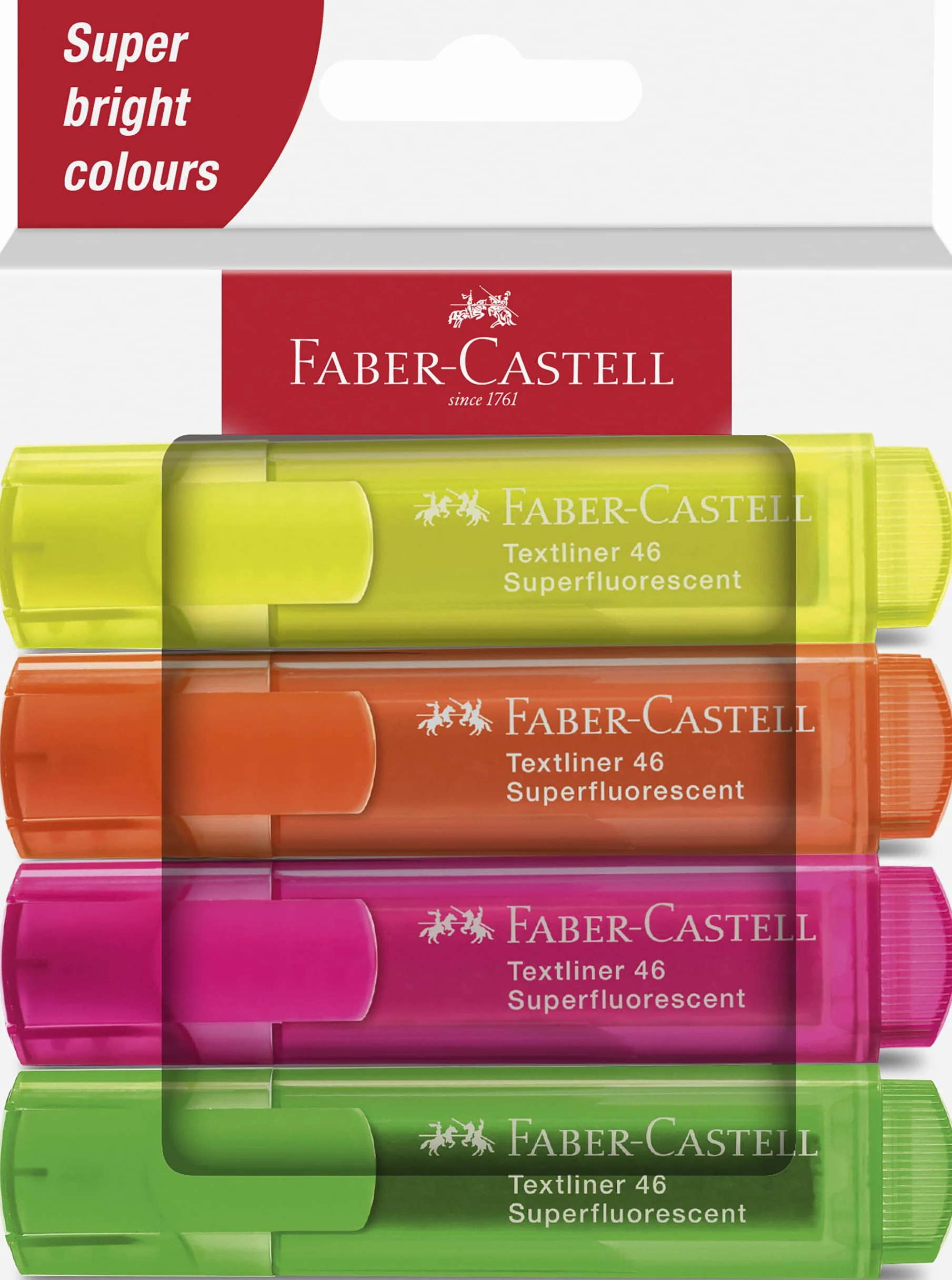 Faber-Castell 254644 - Zestaw 4 zakreślaczy Textliner 1546 - odcienie neonowe