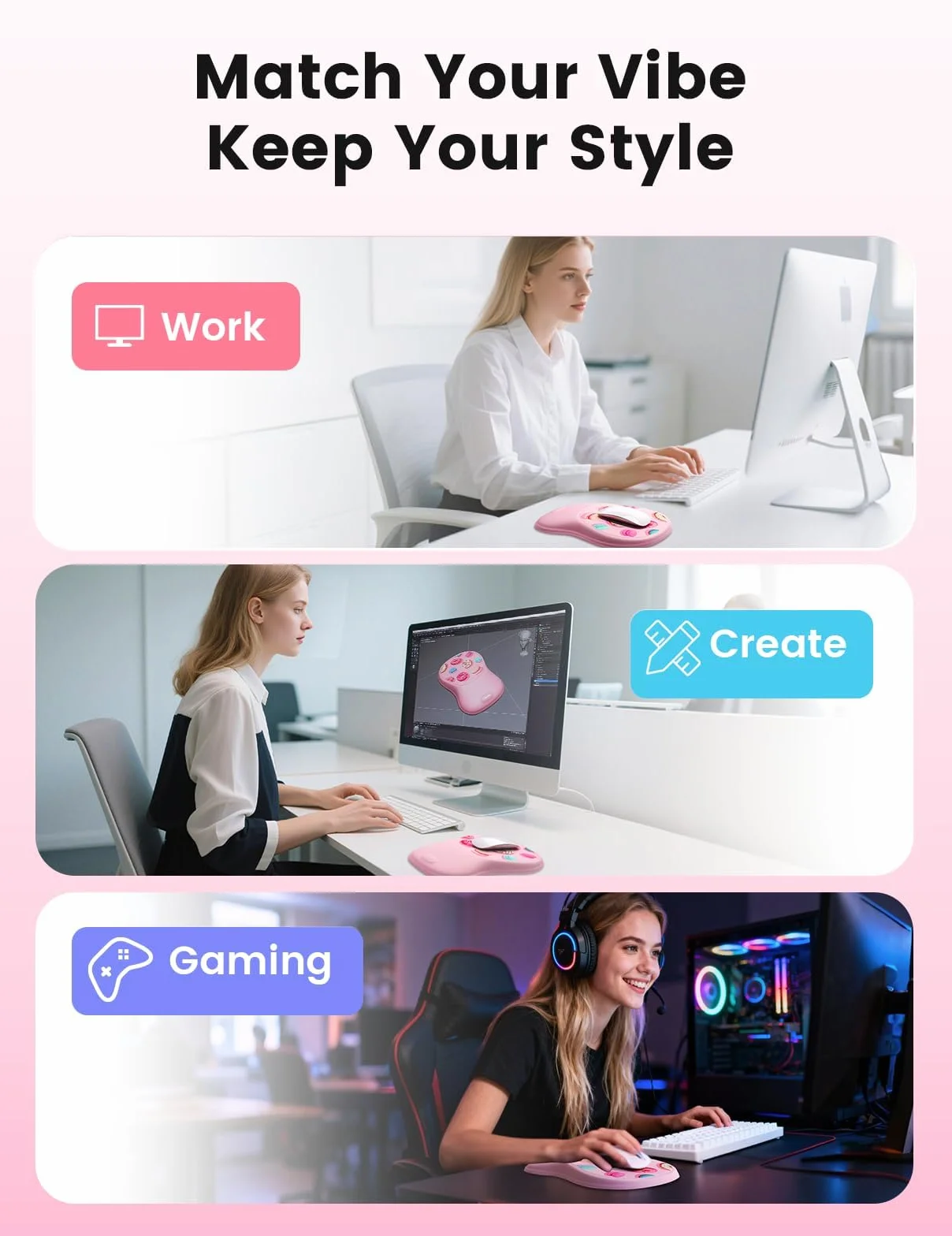 Podkładka pod mysz z podpórką pod nadgarstek, ergonomiczna podkładka pod nadgarstek, miękka pianka z pamięcią kształtu, poduszka na biurko, do biura, laptopa, niebieska