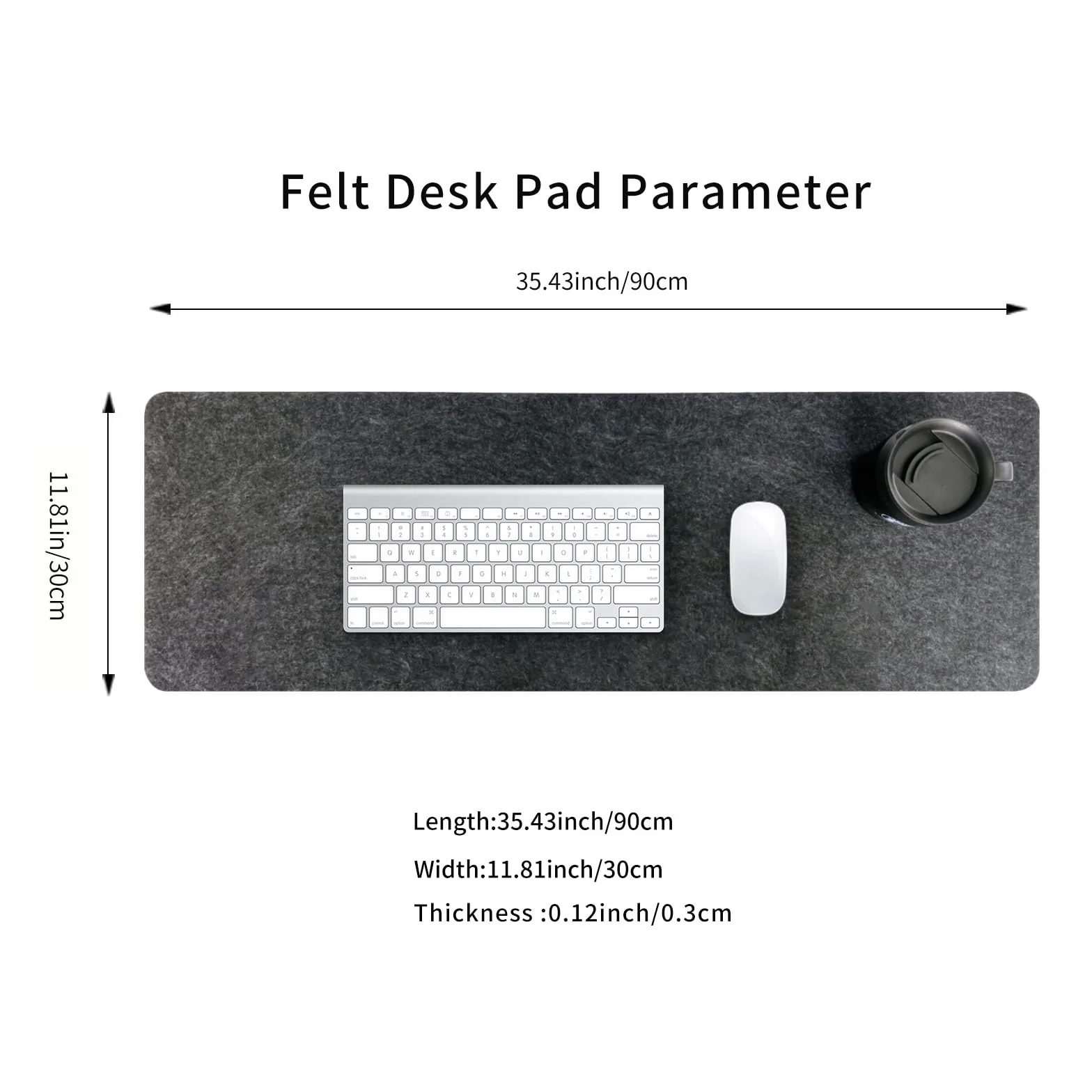 Filcowa podkładka na biurko 81 x 30 cm duża mata pod klawiaturę i mysz ciemnoszara