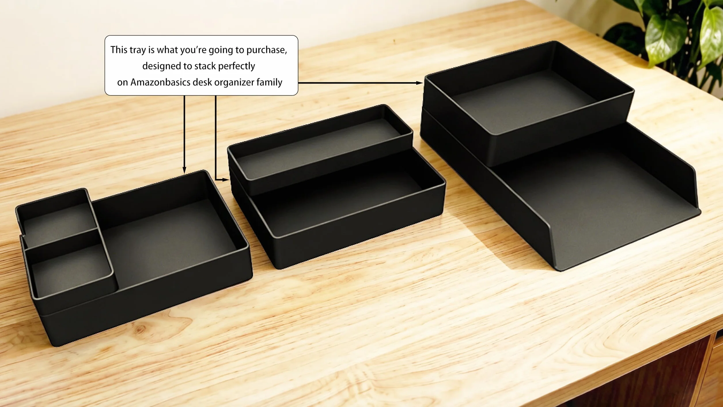 Amazon Basics – prostokątny plastikowy organizer, tacka na akcesoria, czarny.