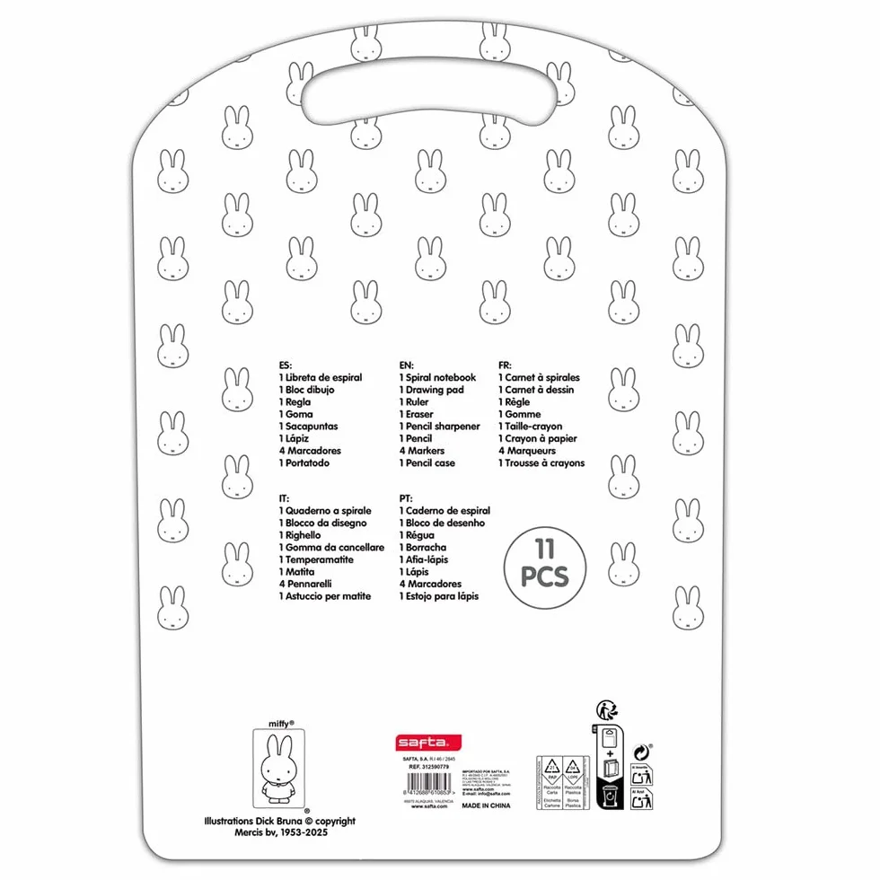 MIFFY BUDDY metalowy piórnik zestaw do pisania 27 x 3 x 37,5 cm pastelowy beż