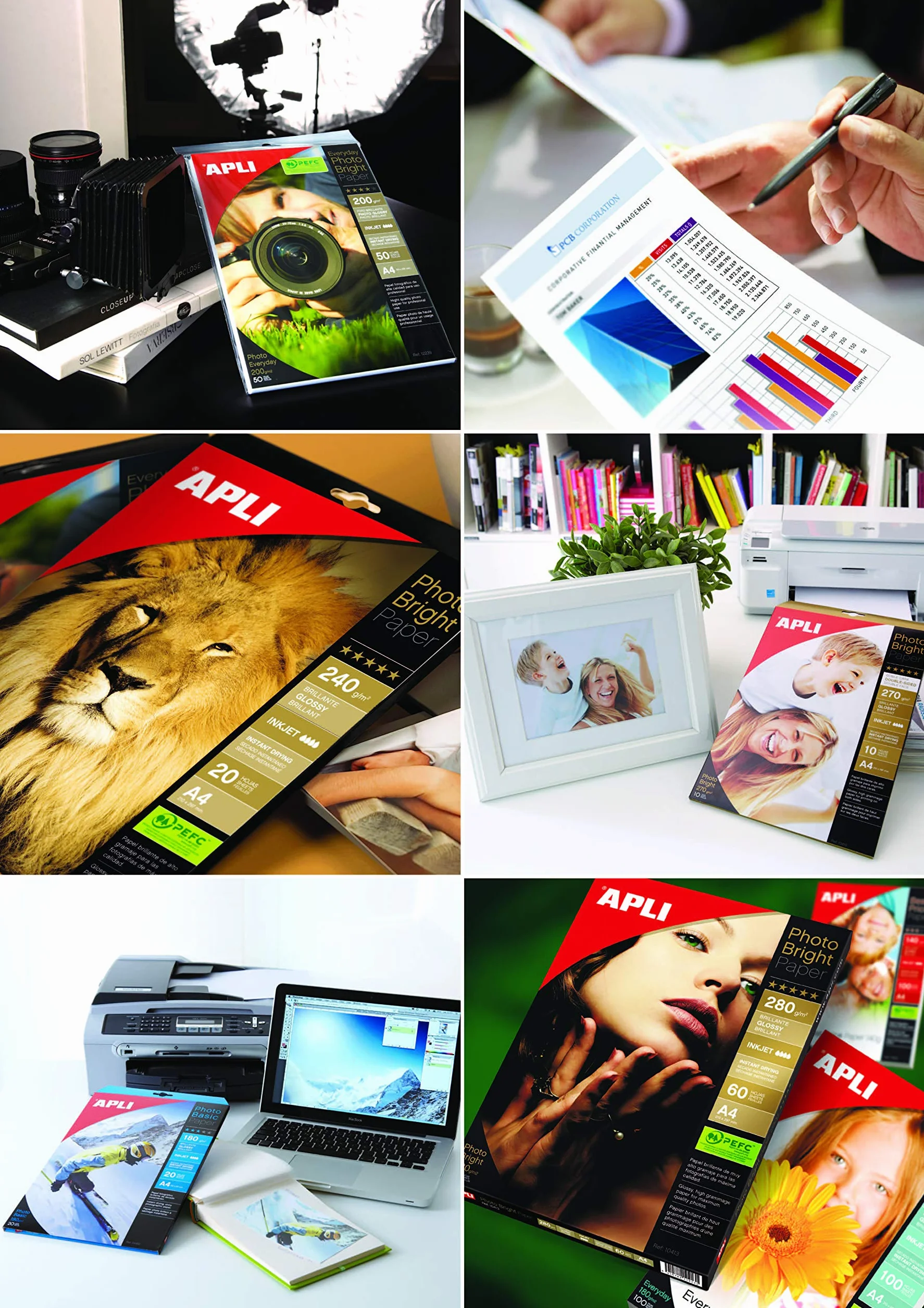Apli papier laserowy błyszczący dwustronny 210 g/m² A4 ref 11833 [100 arkuszy]