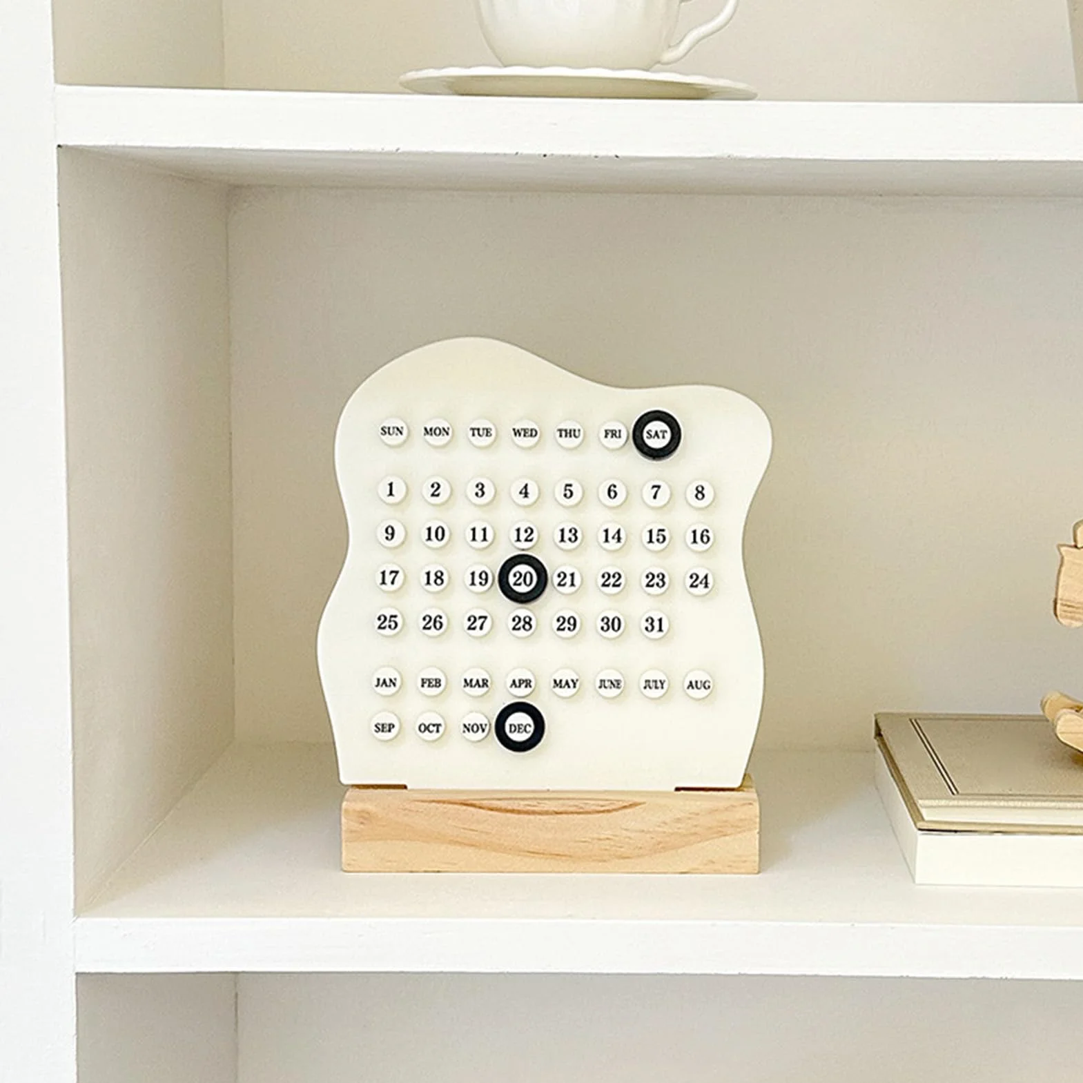 Perpetual Desk Calendar, Desktop Table Display, 5.91x1.57in Reusable Date Organizer, Cute Aesthetic Design, Authentic Easy to Use for Home, Classroom, Hotel, Stationery Decor