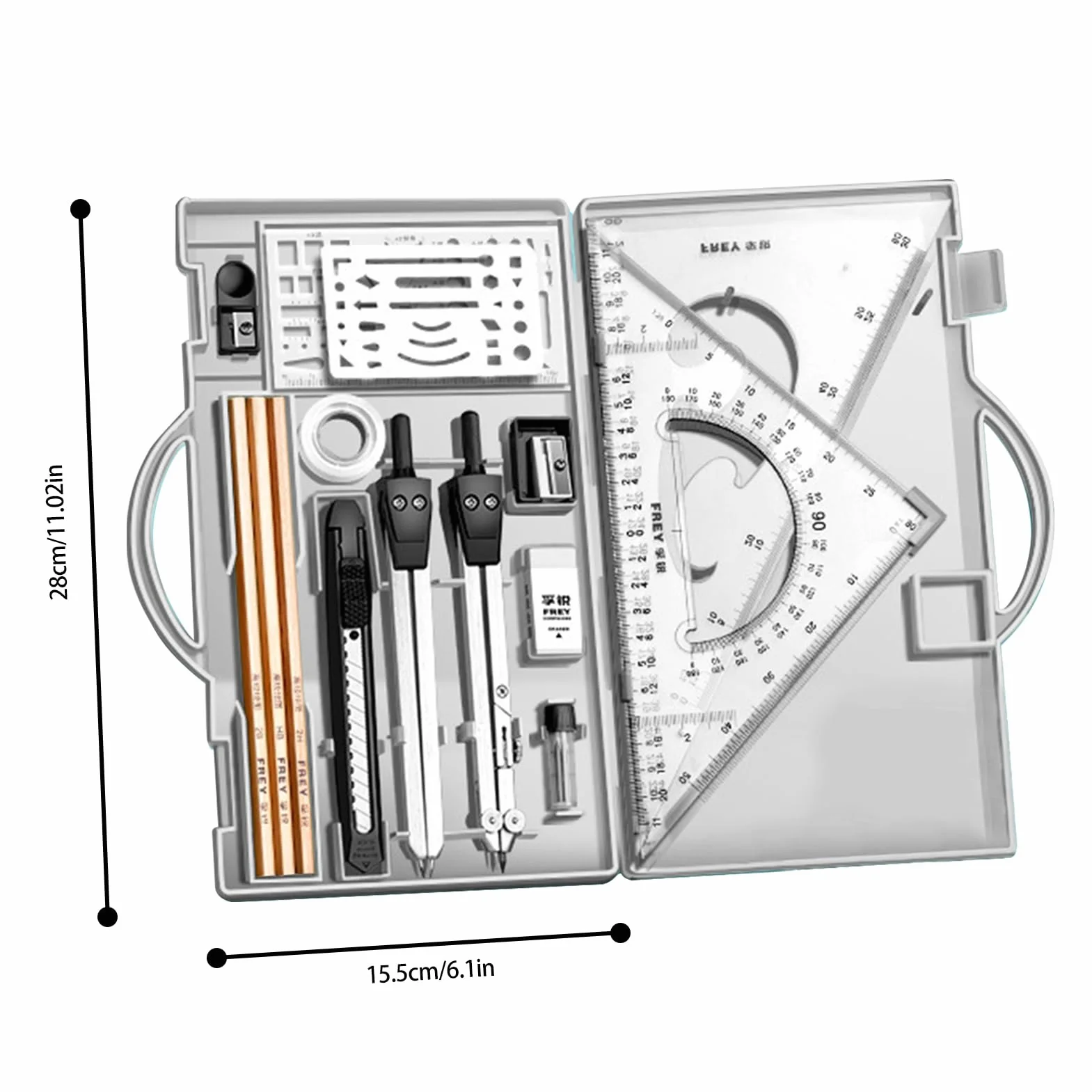 Professional Geometry Set, zestaw kompasu, narzędzia rysunkowe z pudełkiem do przechowywania