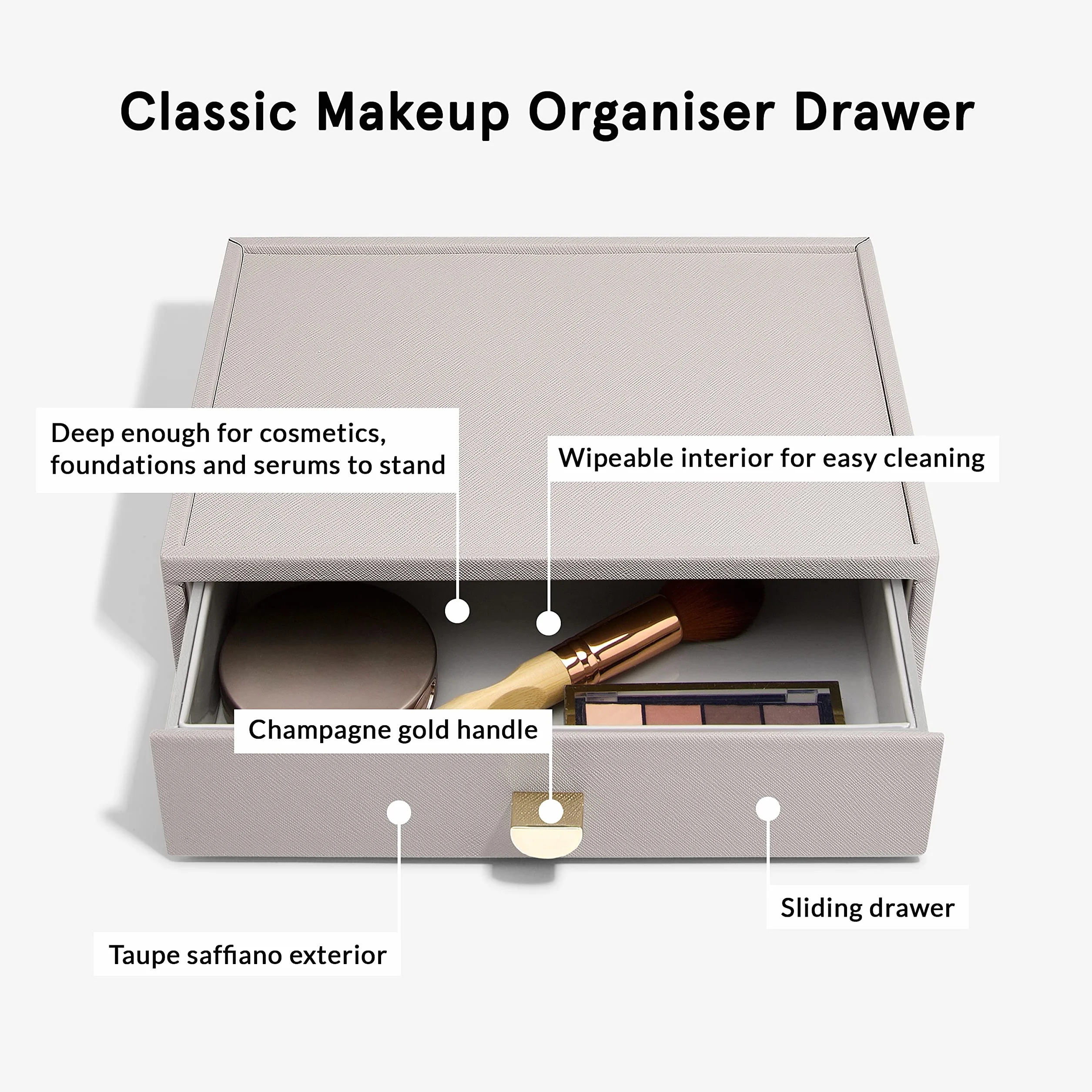 Stackers organizer do makijażu szuflada taupe