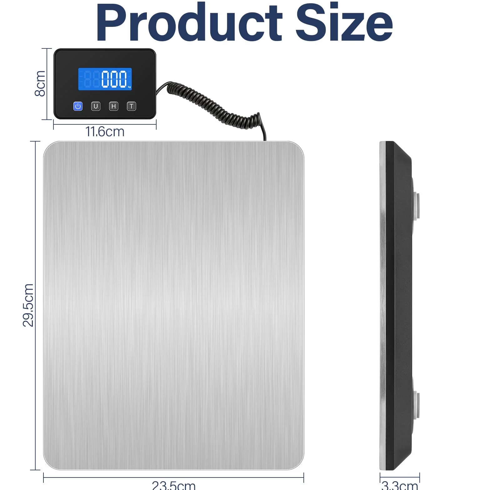 Akumulatorowa waga platformowa USB 200 kg/10 g ze stali nierdzewnej 4-punktowy czujnik LCD