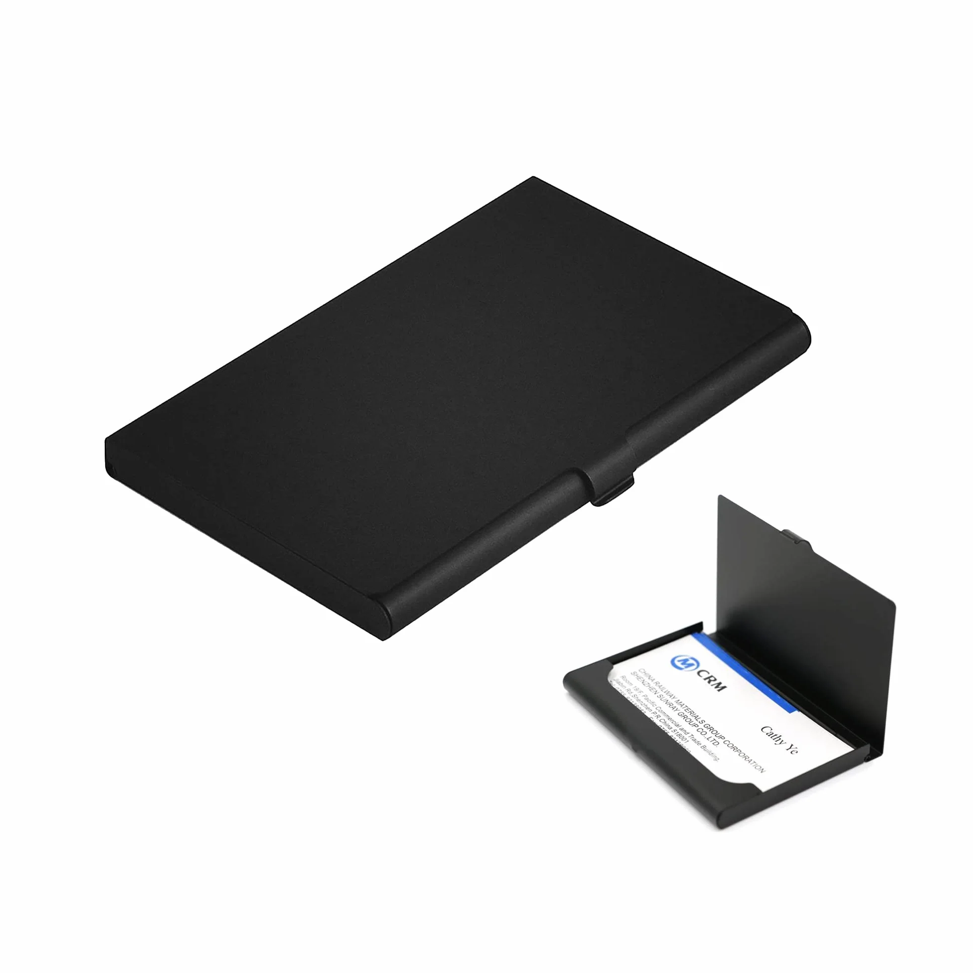 CiciIng Etui na wizytówki, aluminiowe etui na wizytówki, super lekki uchwyt na wizytówki, etui na karty dla kobiet i mężczyzn (czarne)