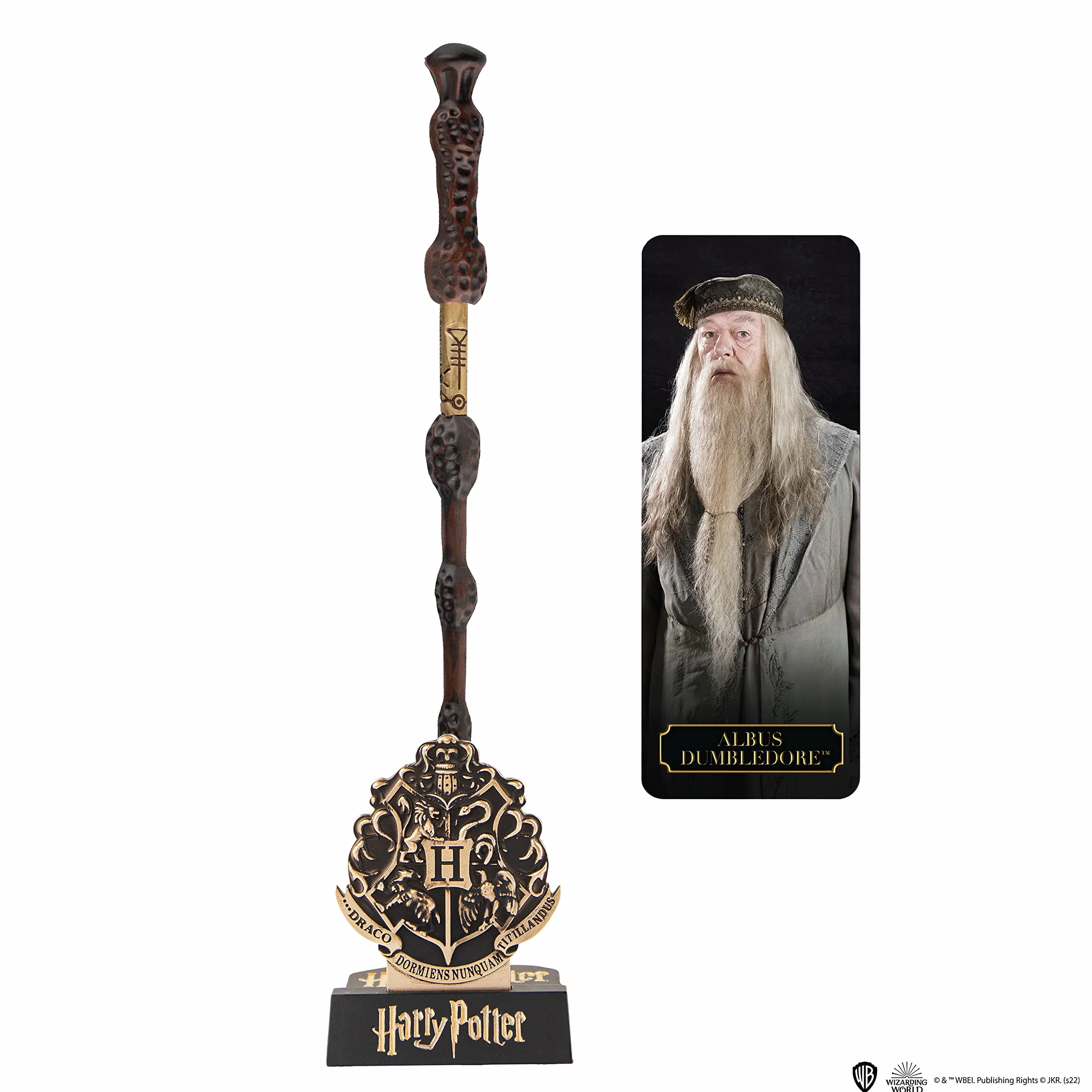 Harry Potter Magiczna różdżka Albus Dumbledore z podstawką i soczewkową zakładką Oficjalna licencja