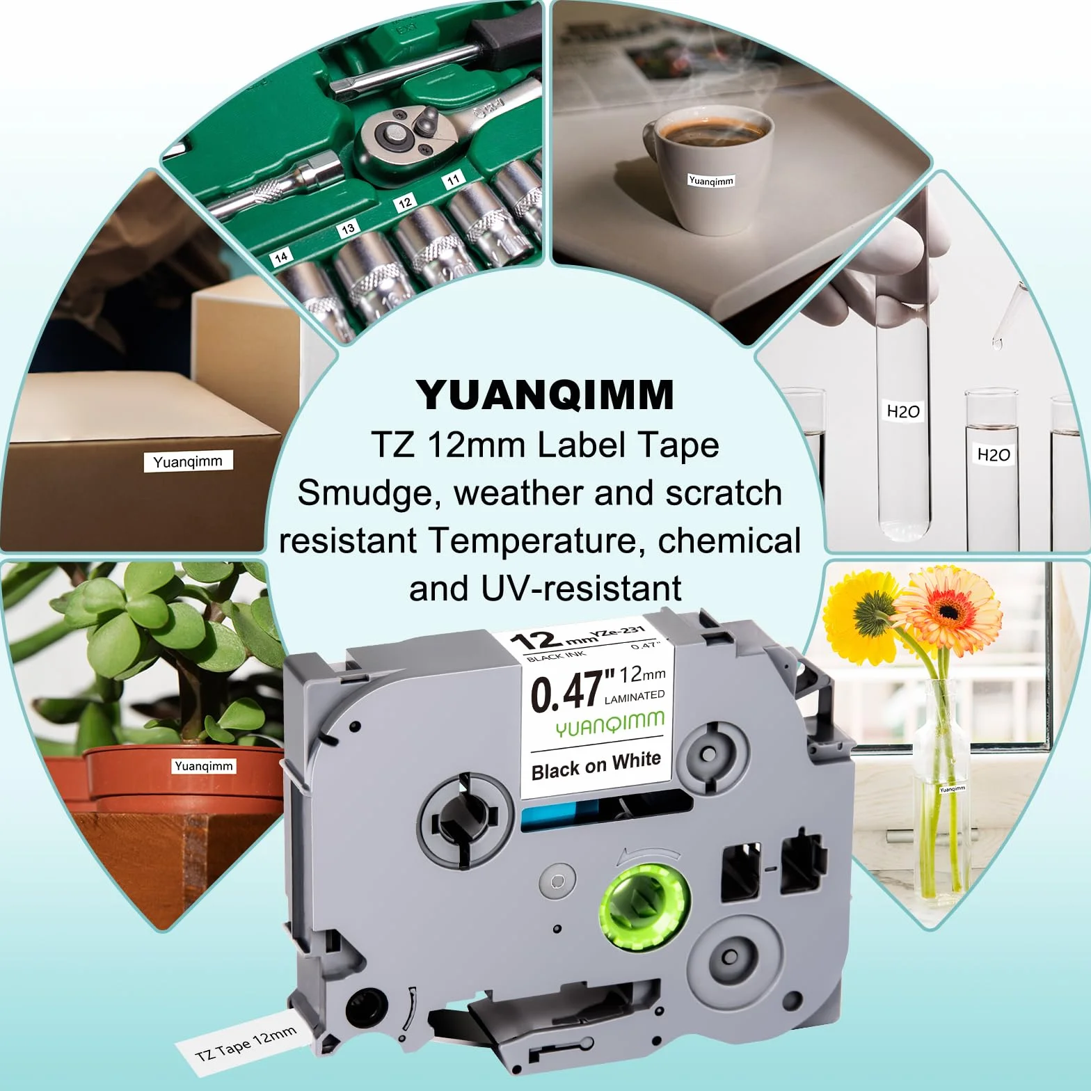 3x Yuanqimm Compatible Brother P-touch Label Tape 12mm for Brother TZe231 TZe-231 TZ231 TZ-231 Black on White Tape for Ptouch PT-D400 PT-H100LB PT-H105 PT-D200 PT-1000 PT-H110 PT-H101 PT-H107B PT-D210