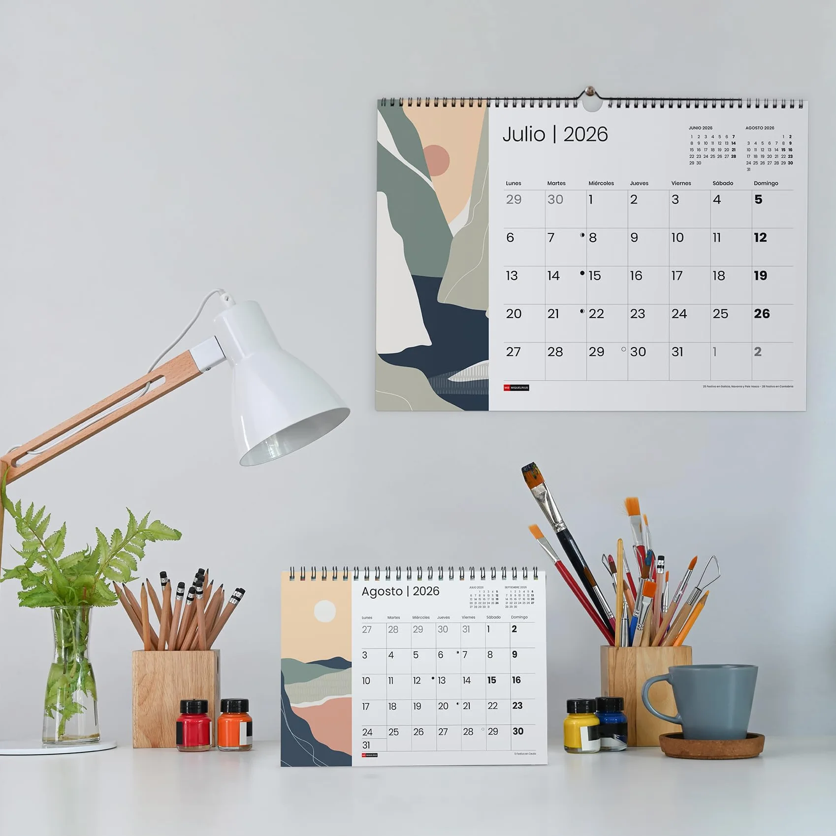 Kalendarz ścienny 2026 A3 420x296 mm Miquelrius organizer roczny planer 12 miesięcy