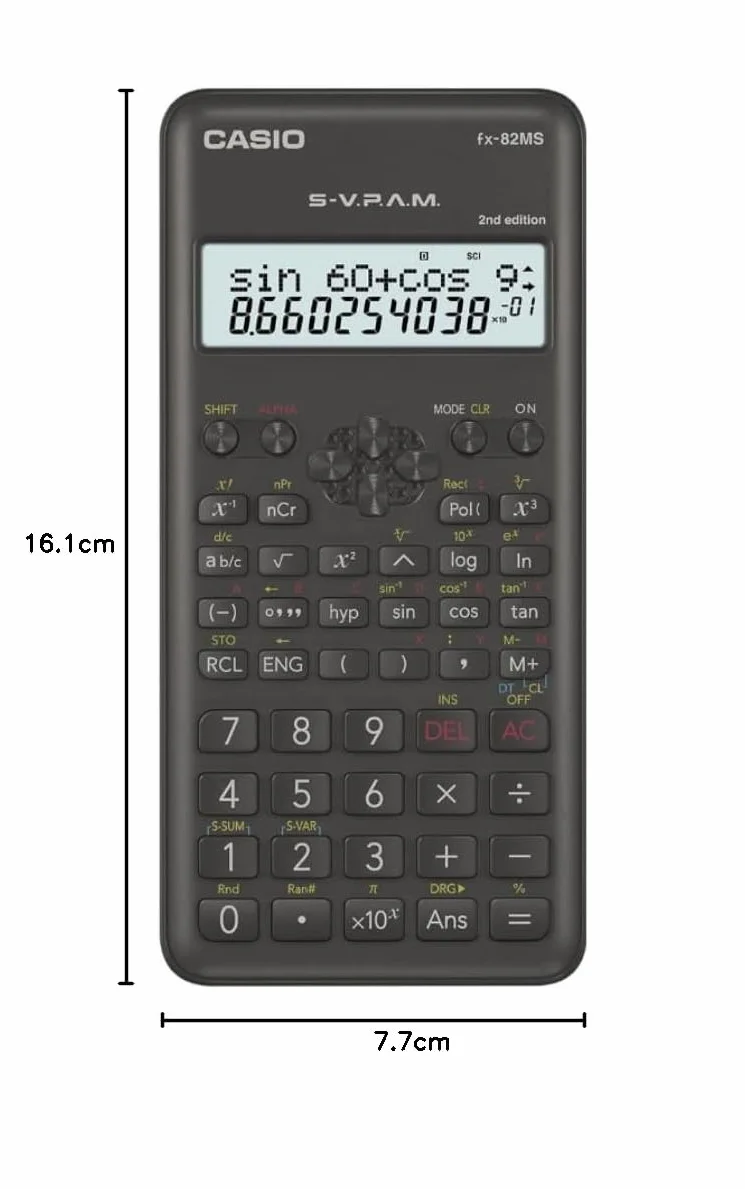 Casio FX-82MS-2 Kalkulator Naukowy Szary 16,1 x 7,7 x 1,4 cm