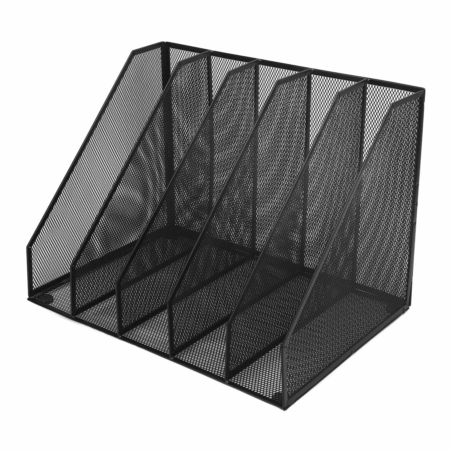 Luqeeg Pionowy Organizer na Dokumenty na Biurko, 5-Sekcyjny Metalowy Stojak Sorter