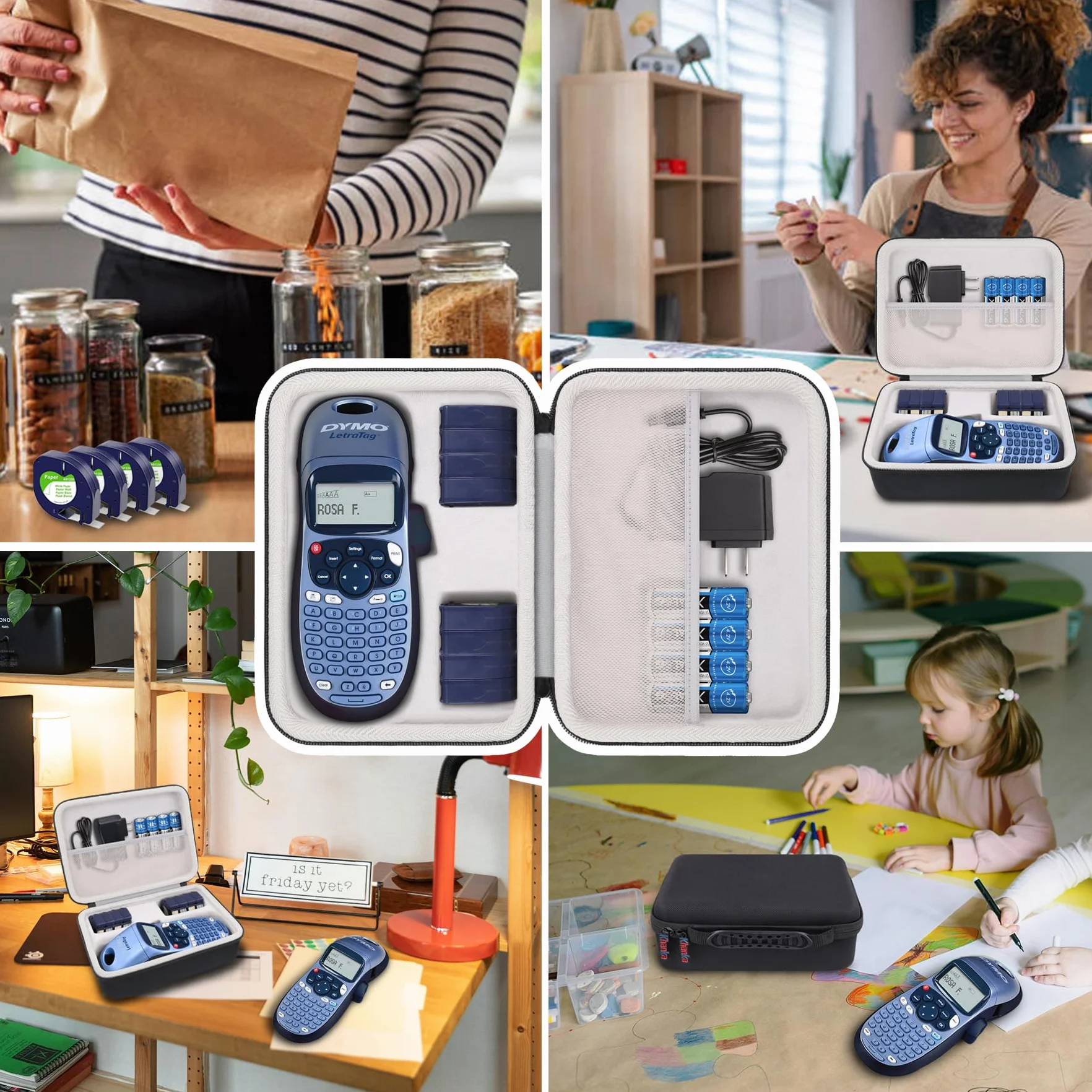 Khanka Twarde etui do LetraTag LT-100H / LT-100H+ Plus/LetraTag XR Label Maker ABC klawiatura i wymienna taśma do etykiet papierowych LetraTag (tylko etui)