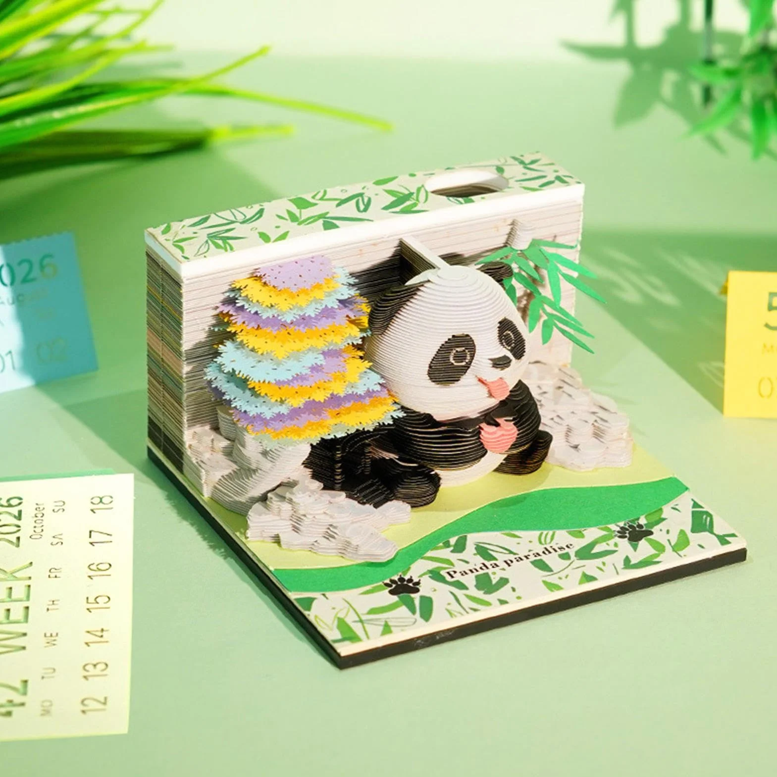 Kalendarz 3D Papier Panda Rzeźba Notatnik do Klasy Domu Nauczyciela