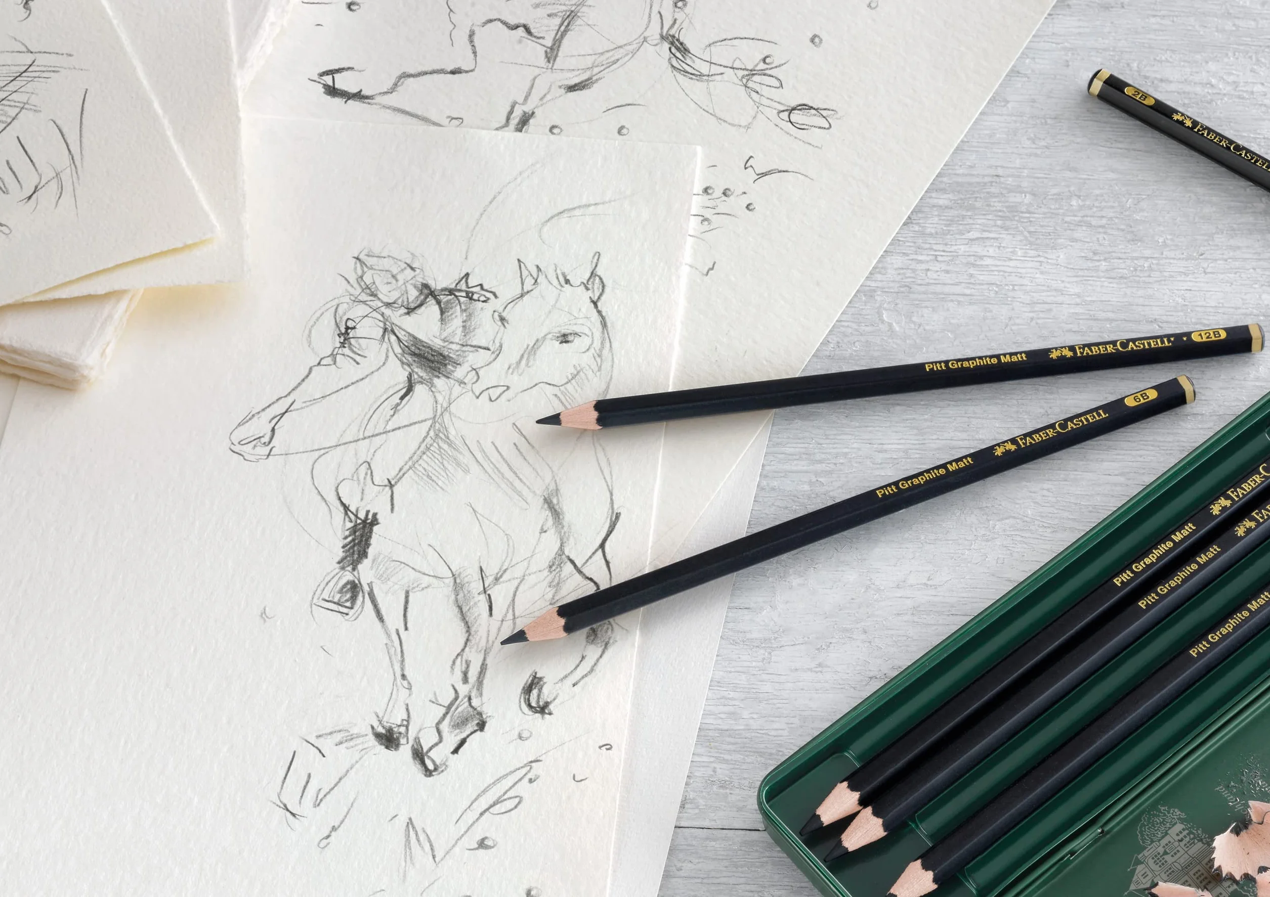 Faber-Castell 115207 - zestaw ołówków Pitt Graphite Matt, 6-częściowy, stopień twardości 2B - 12B