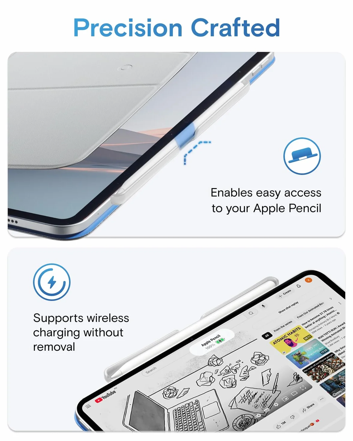 MOFT Uchwyt na długopis kompatybilny z Apple Pencil Pro / 2. generacji / USB-C, biały