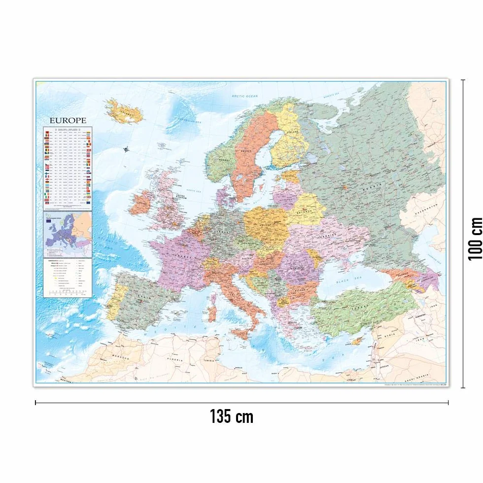 Close Up Mapa Europy XXXL, plakat, flagi (135 x 100 cm)