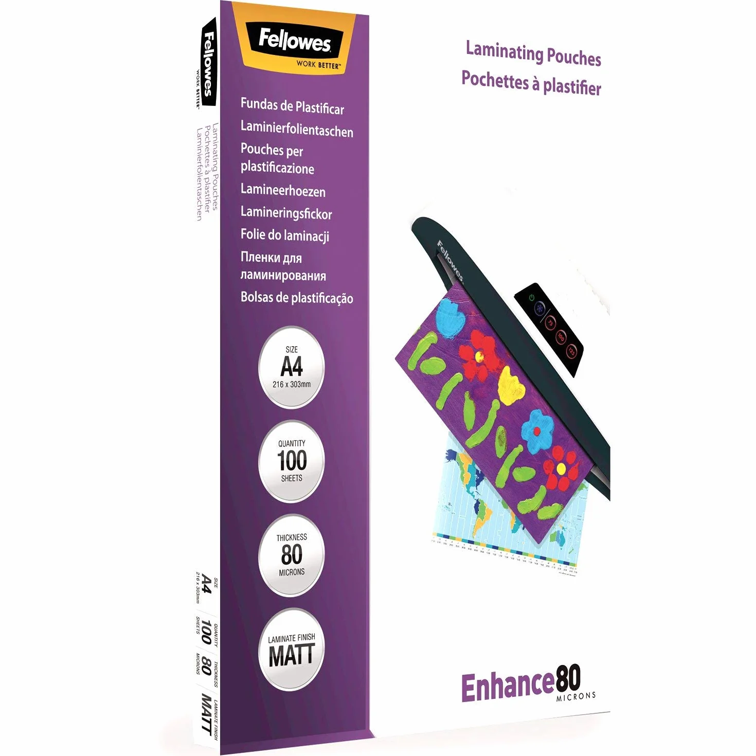 Fellowes 5452103 Folia do Laminowania, Przezroczysty, A4/80 µm