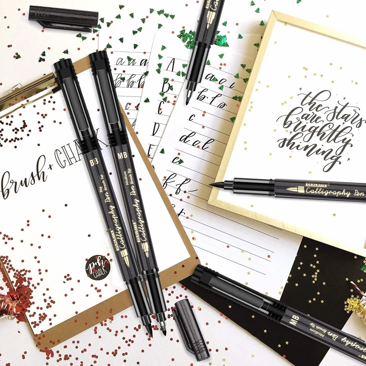 Pióra do kaligrafii 6 sztuk szybkoschnące 4 rozmiary czarne pisaki do ręcznego pisania dla początkujących Bullet Journal Diary